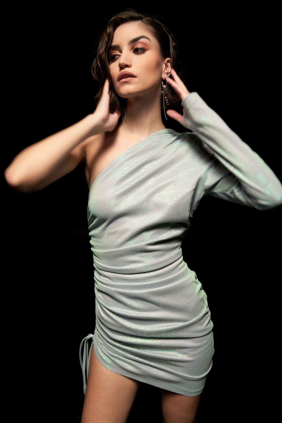 Holographic Short Dress
