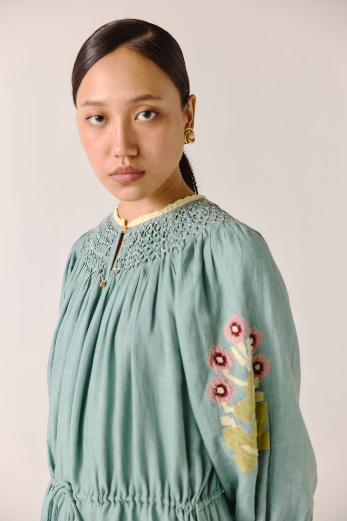 Pale Blue Pixel Applique Edith Dress