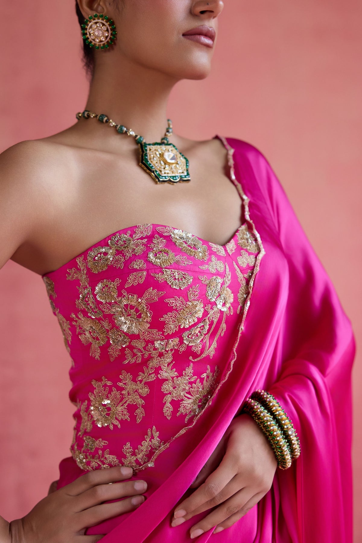 Yasmin Fuchsia Saree Set