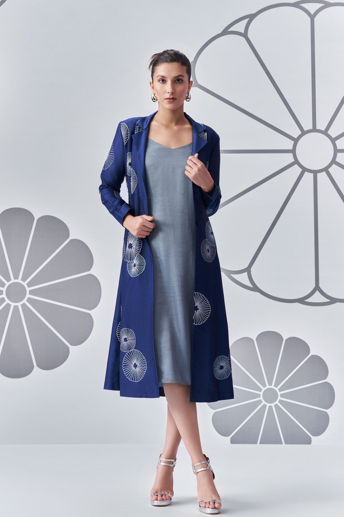 Indigo Grey Dress With Jacket
