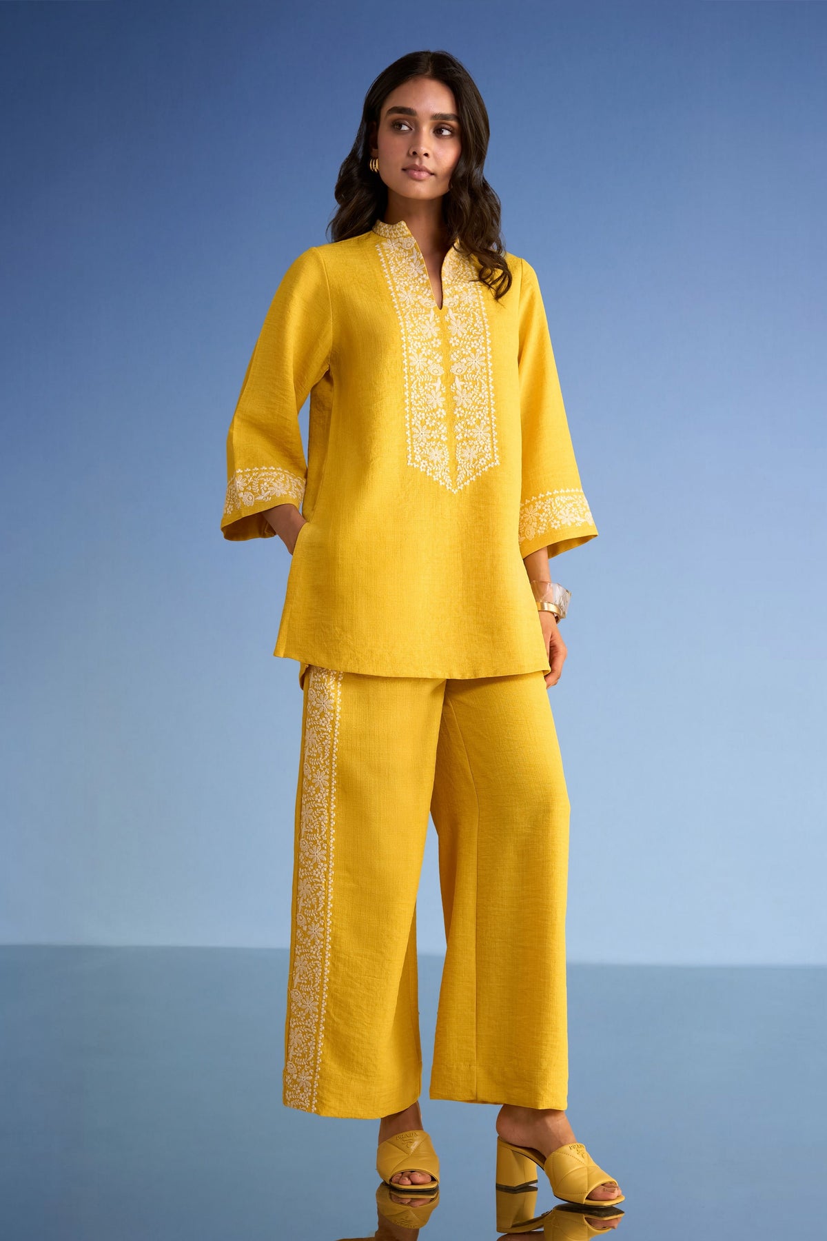 Embroidered Yellow Co-ord Set