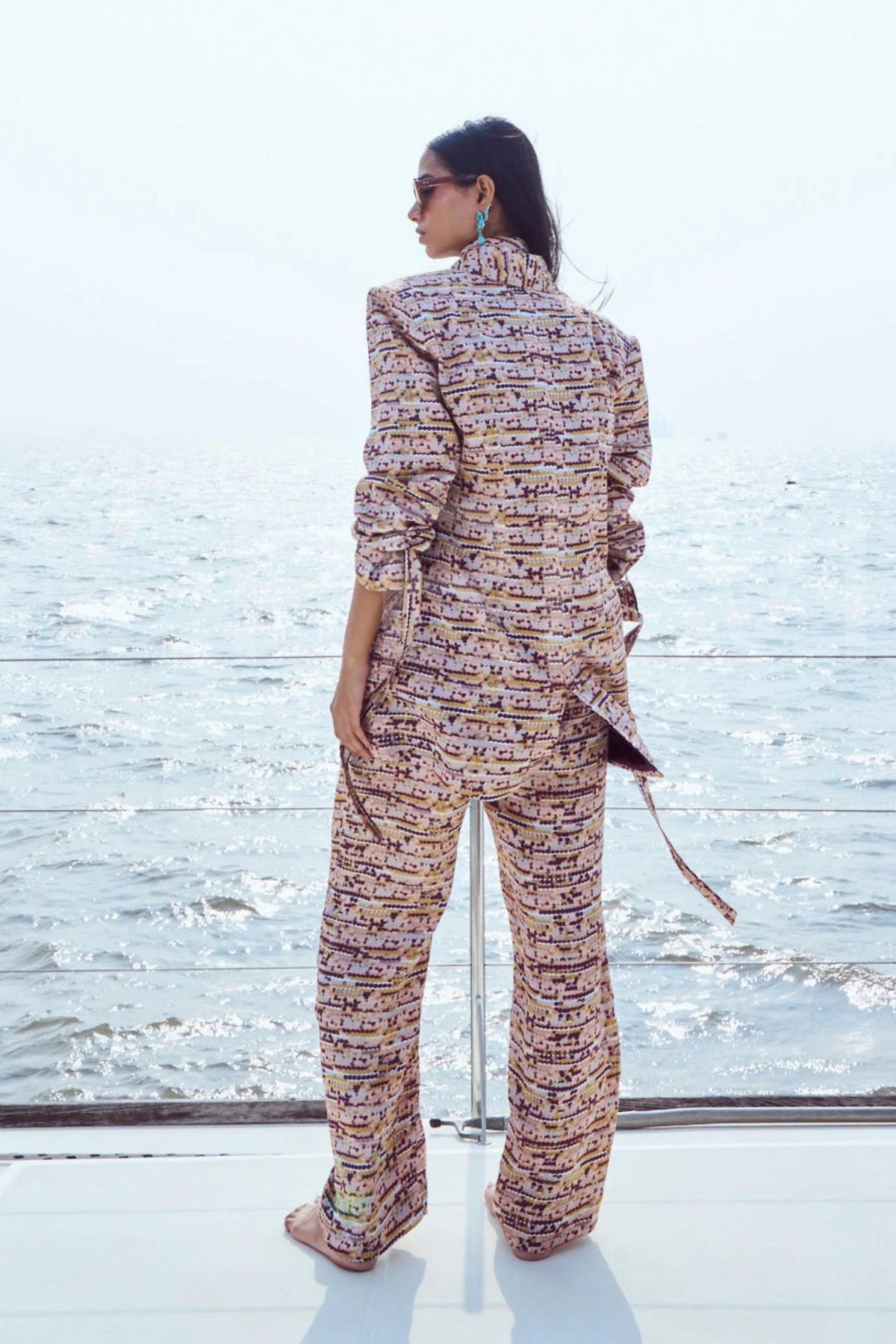 Sequin Printed Long Blazer