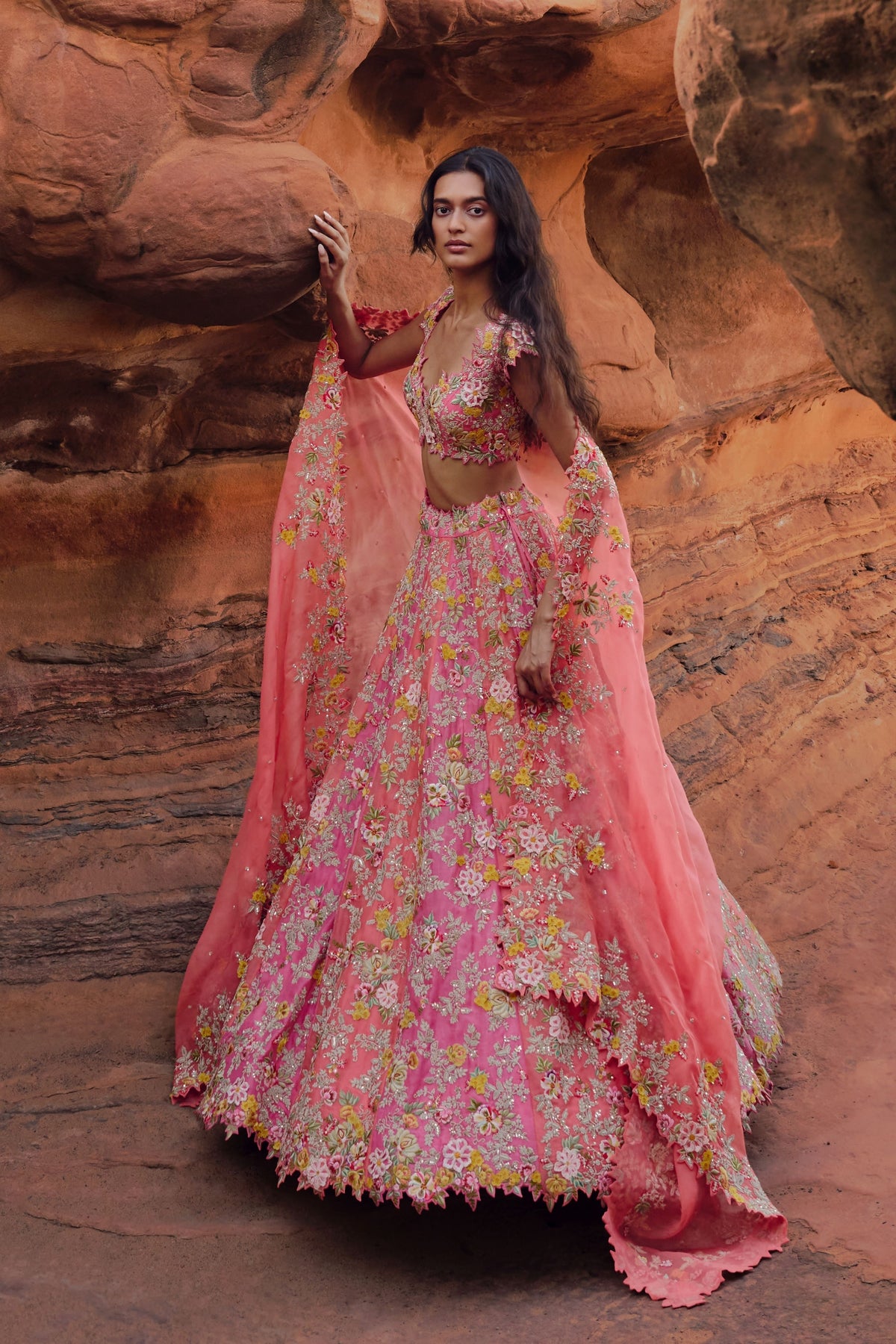 Coral Utsa Lehenga Set