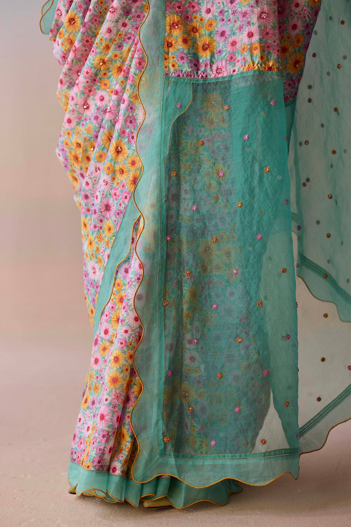 Wildflower Dawn Blue Saree