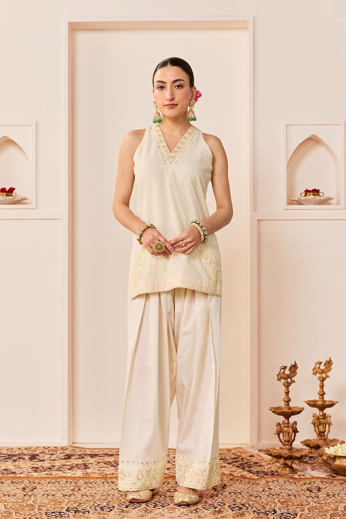 Miral Daisy Ivory Short Kurta Set