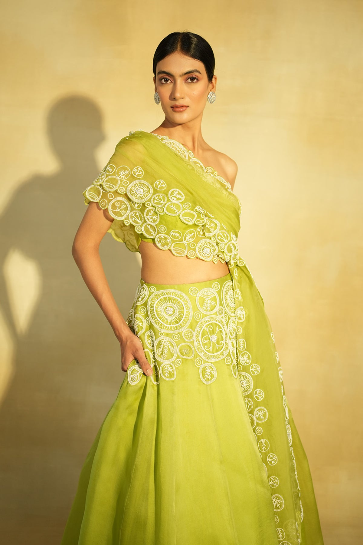 Parrot Taarini Drape Lehenga Set
