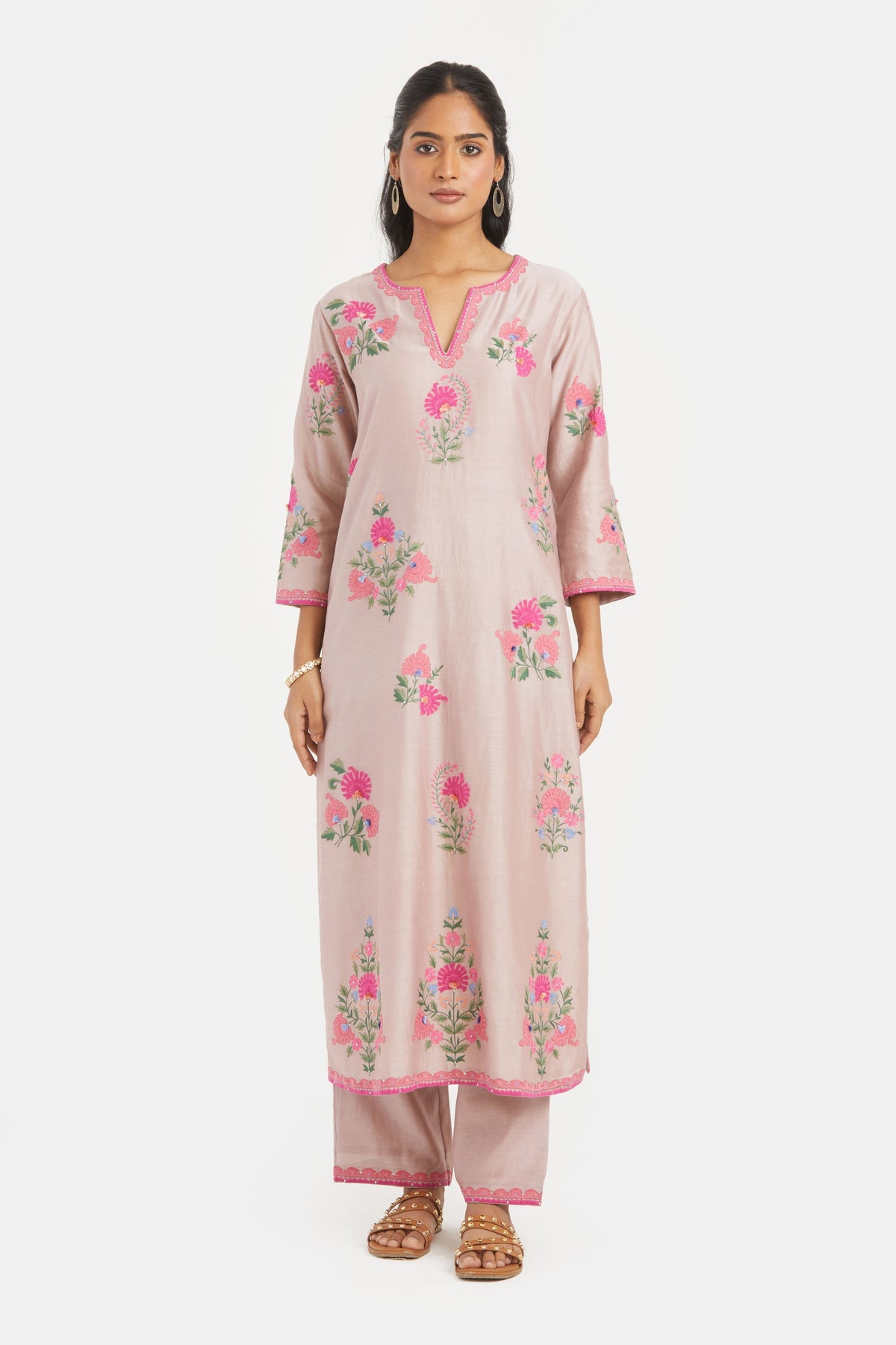 Lilac Silk Straight Kurta Set