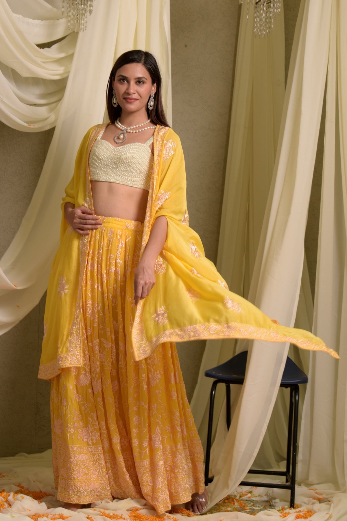 Yellow Glazed Lehenga Set