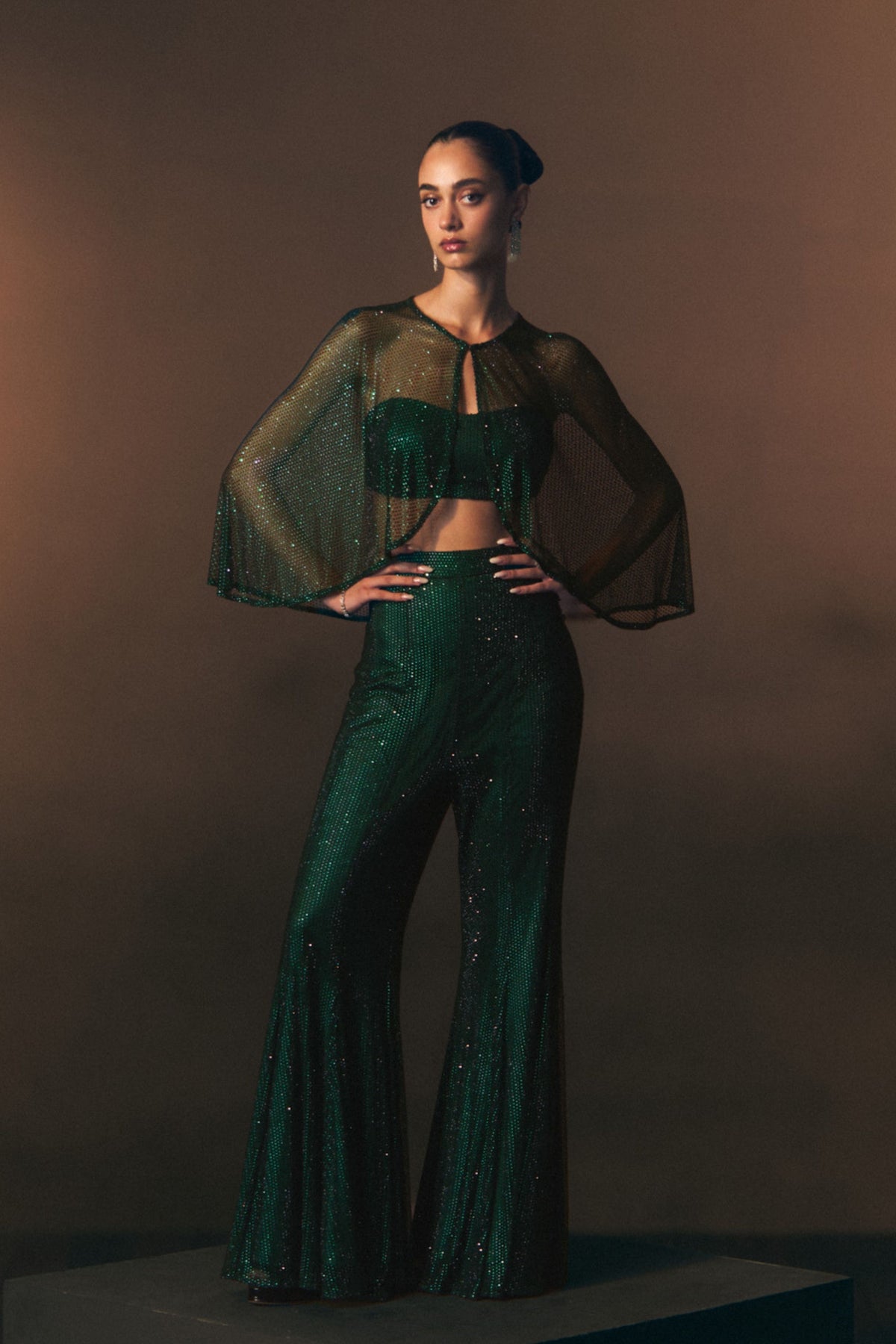 Verdant Flare Pants with Cape Set