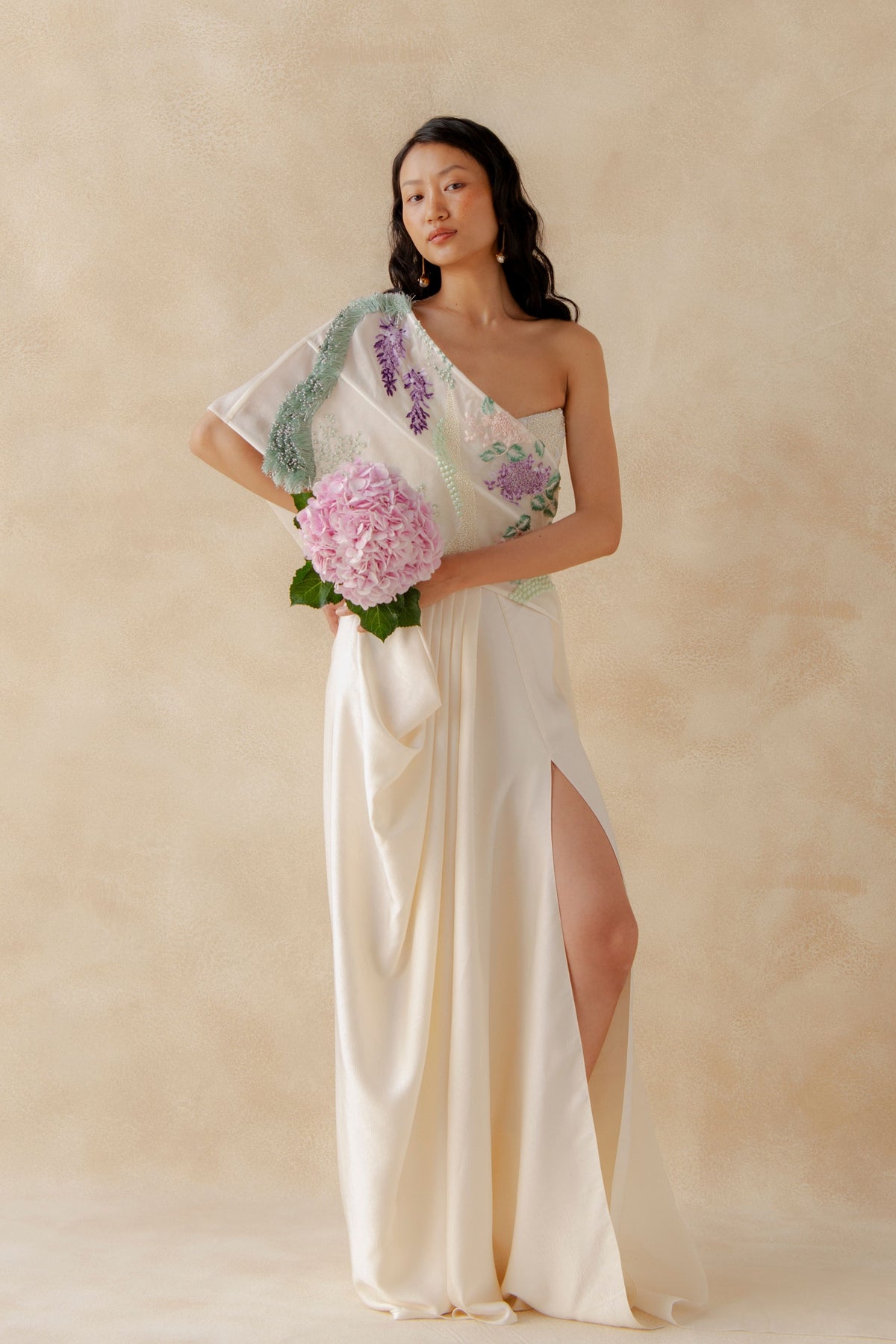 Pearl Top With Wisteria Drape Skirt