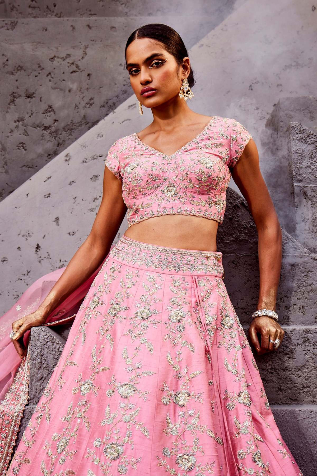 Carnation Pink Creepers Lehenga