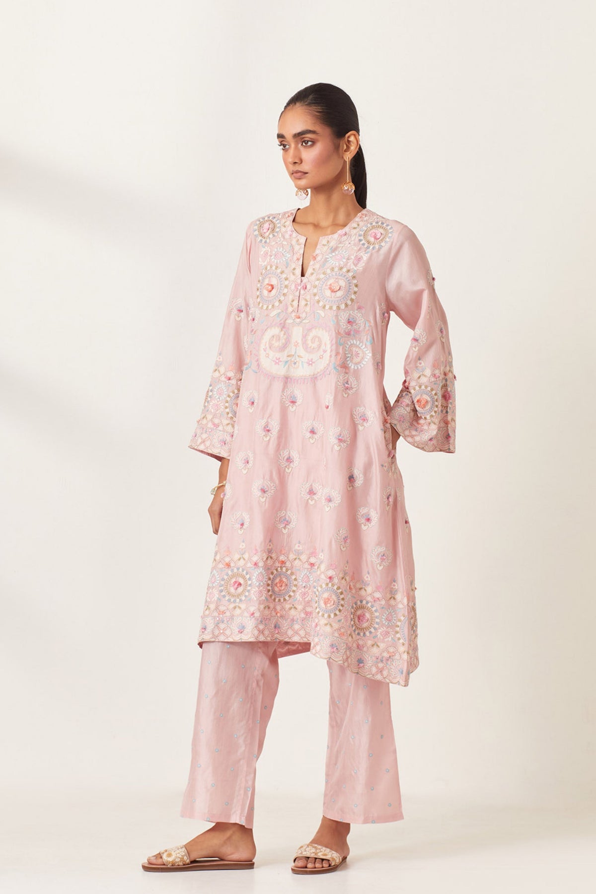 Pink Silk Straight Kurta Set