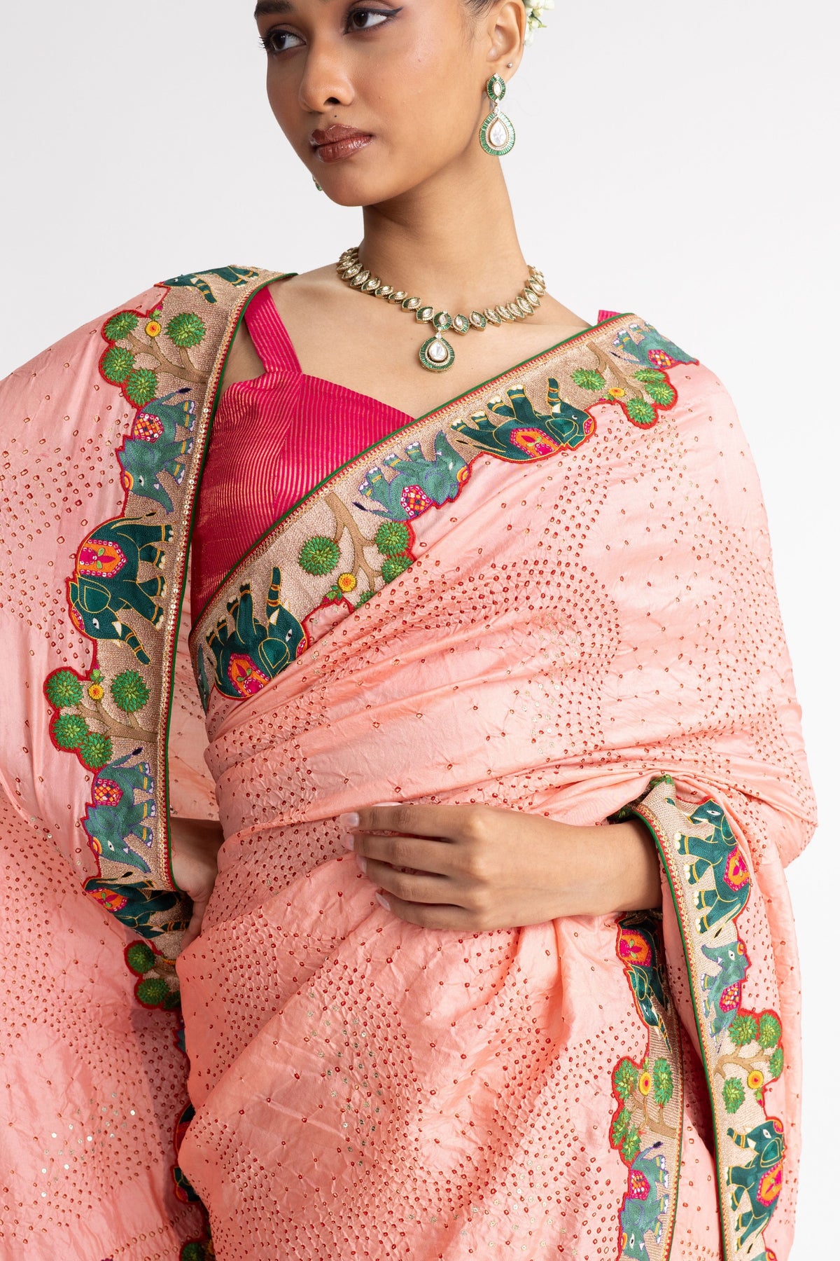 Peach Aari Saree