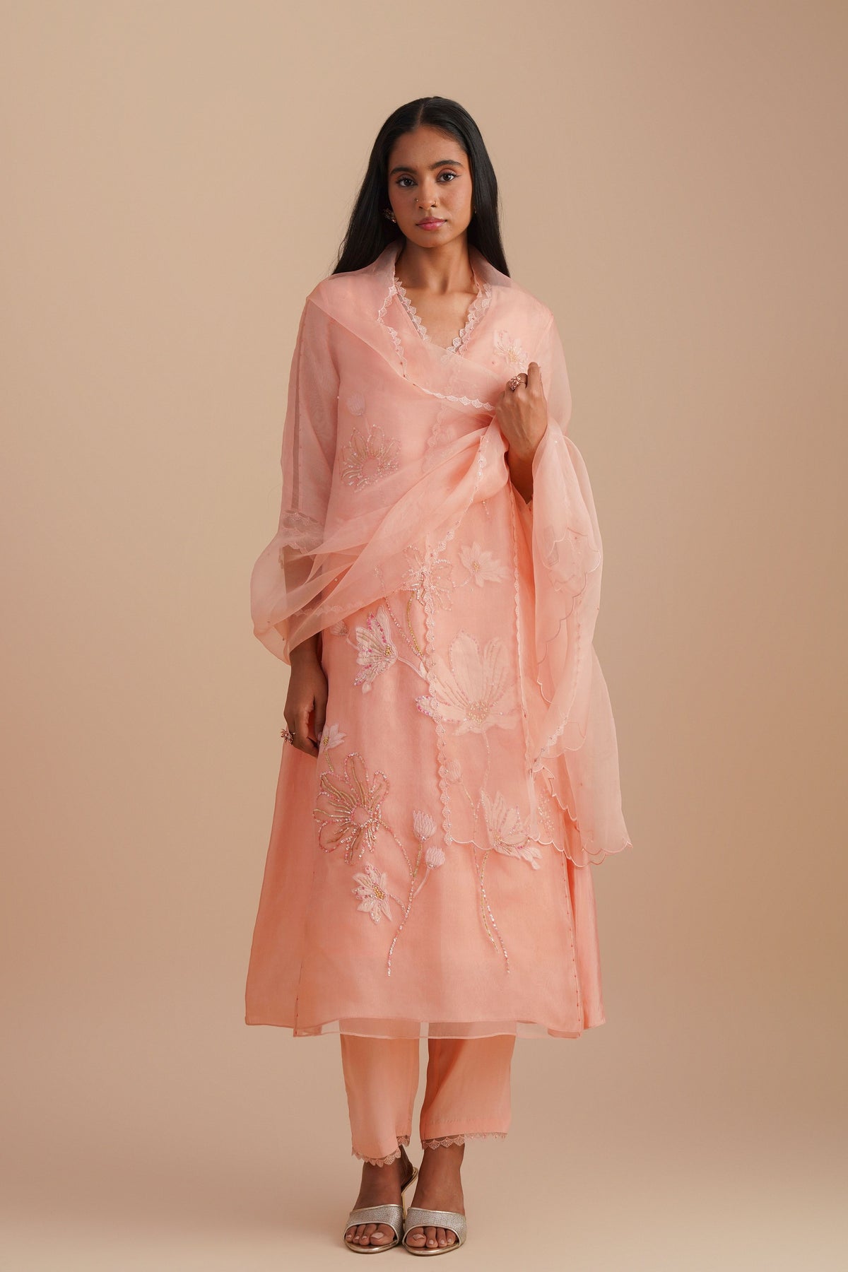 Blush Silk Organza Dupatta