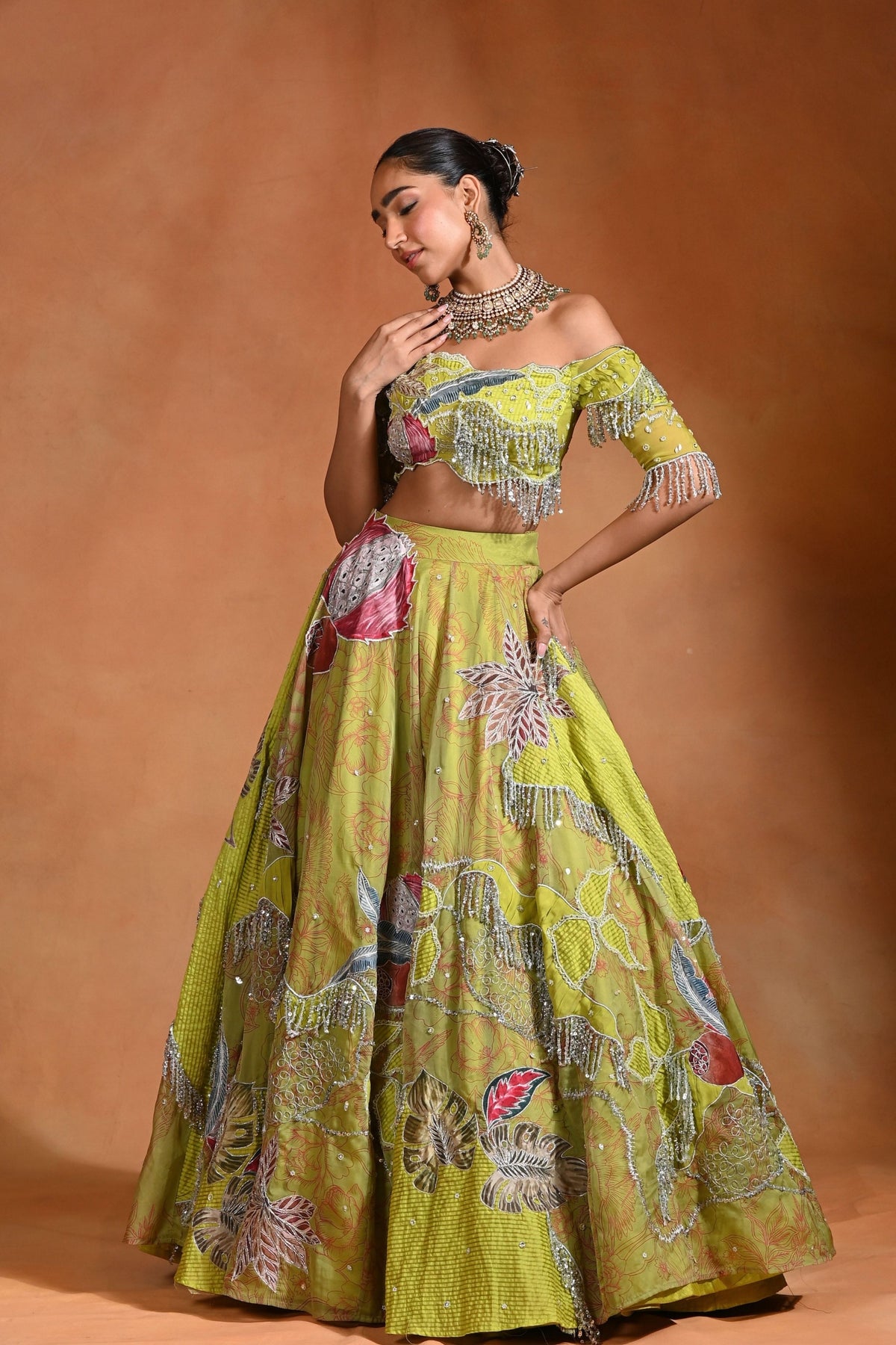 Brat Lime Lehenga Set