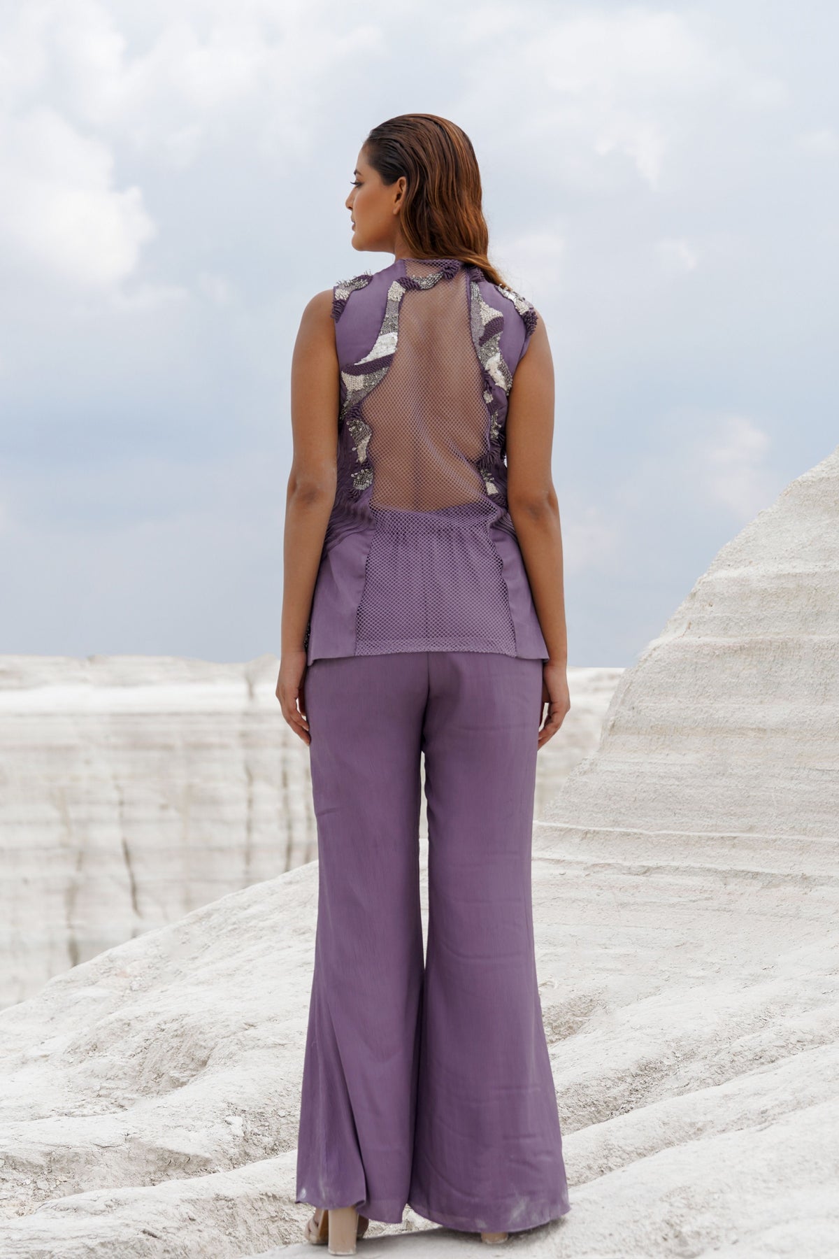Pastel Purple Embroidered Co-ord Set