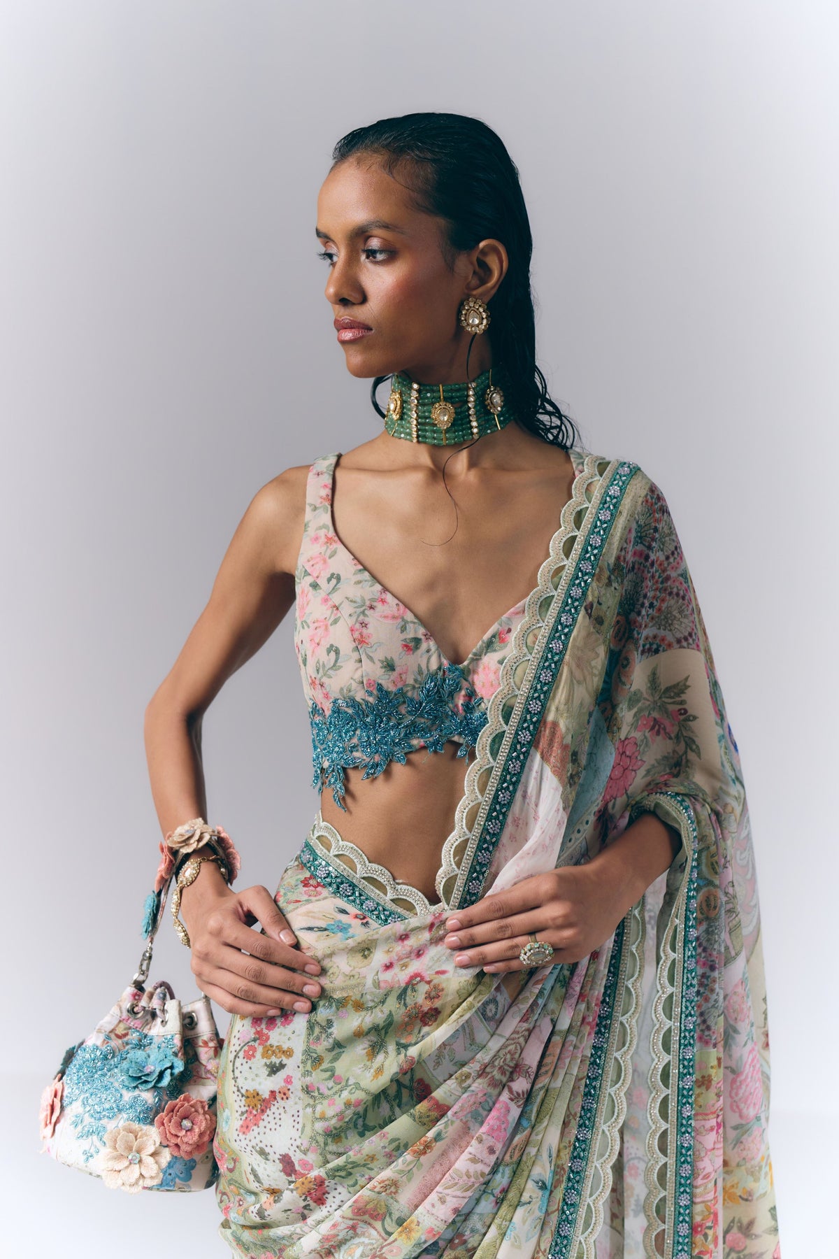Botanical Mosaic Saree