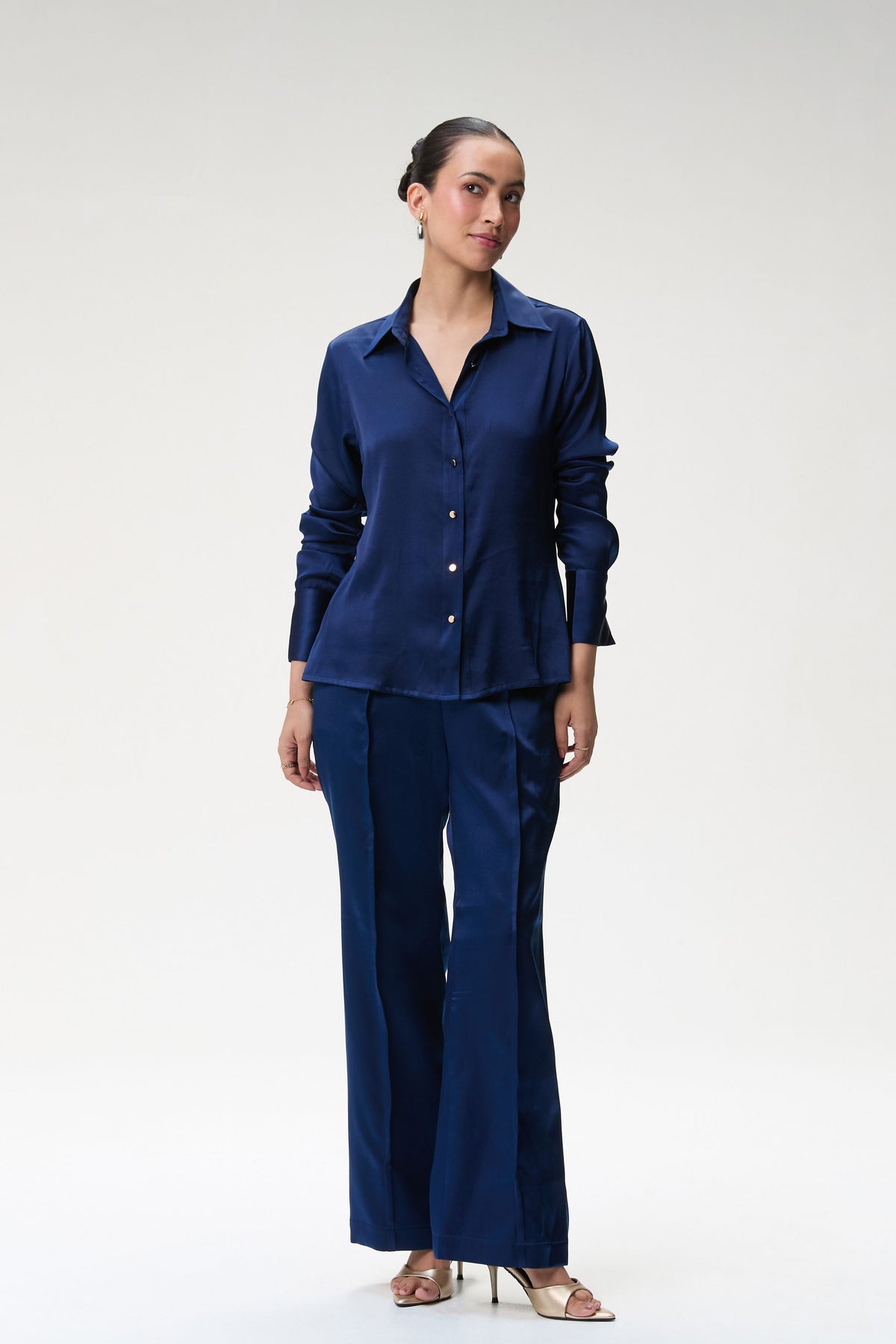 Midnight Blue Silk Shirt