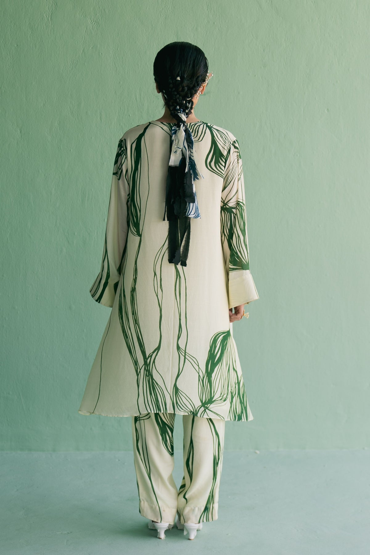 Green Line Kurta Set