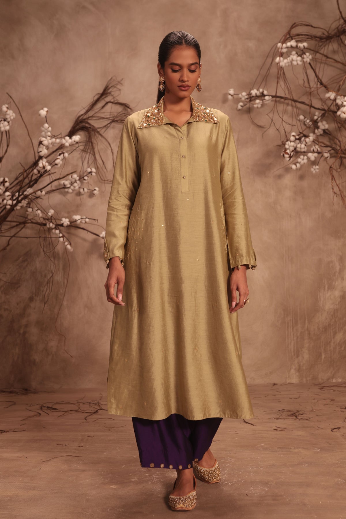 Light Green Collar Kurta Set