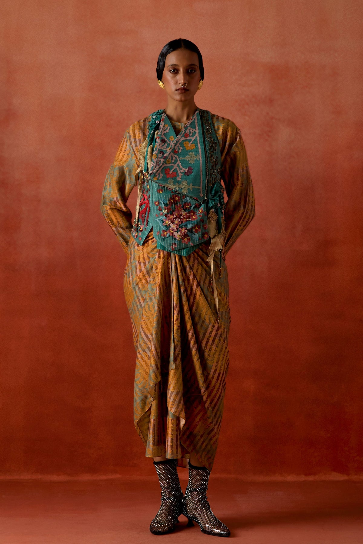 Embroidered Racerback Jacket Dress