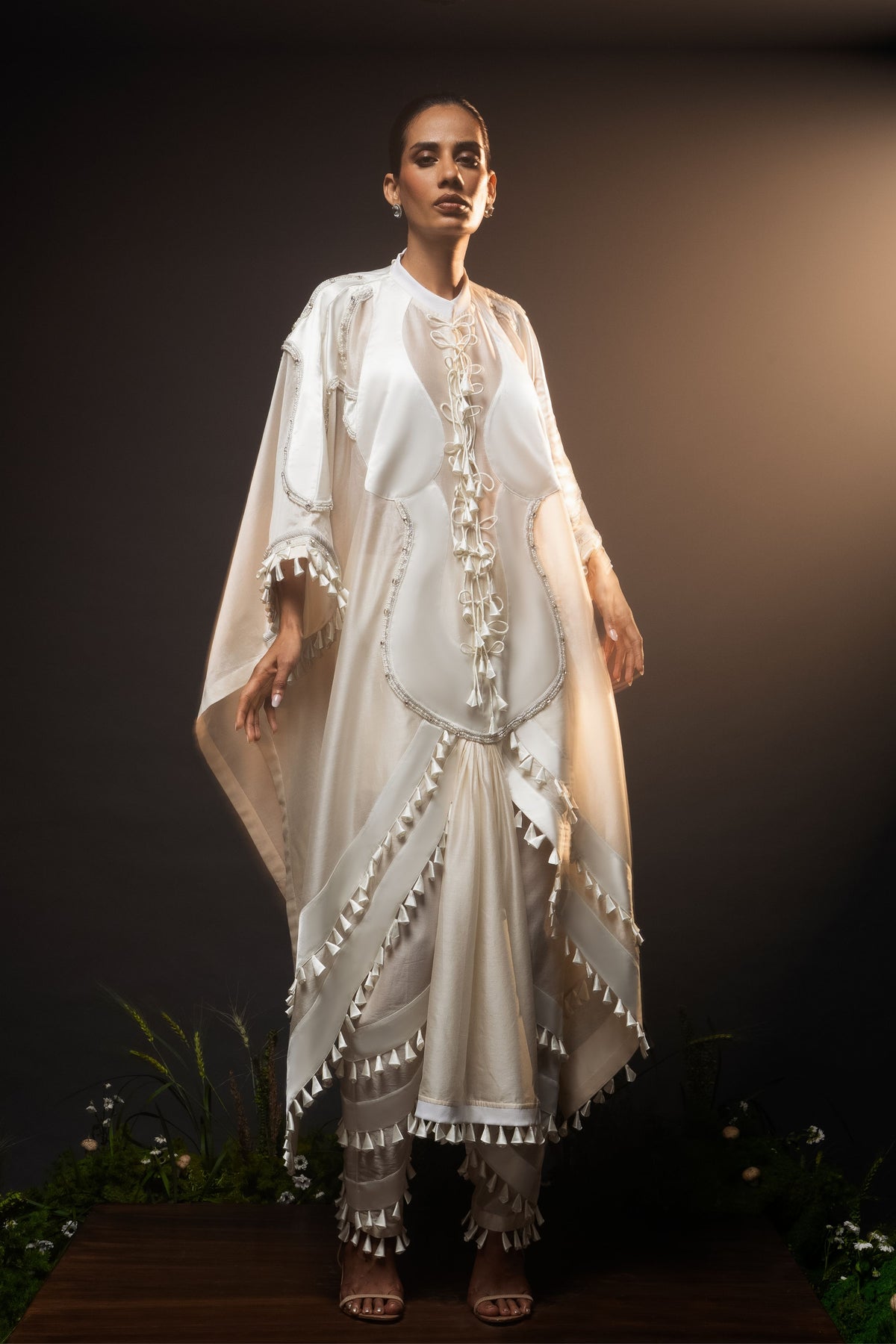 Sculptural Scallop Tassel Kaftan Set