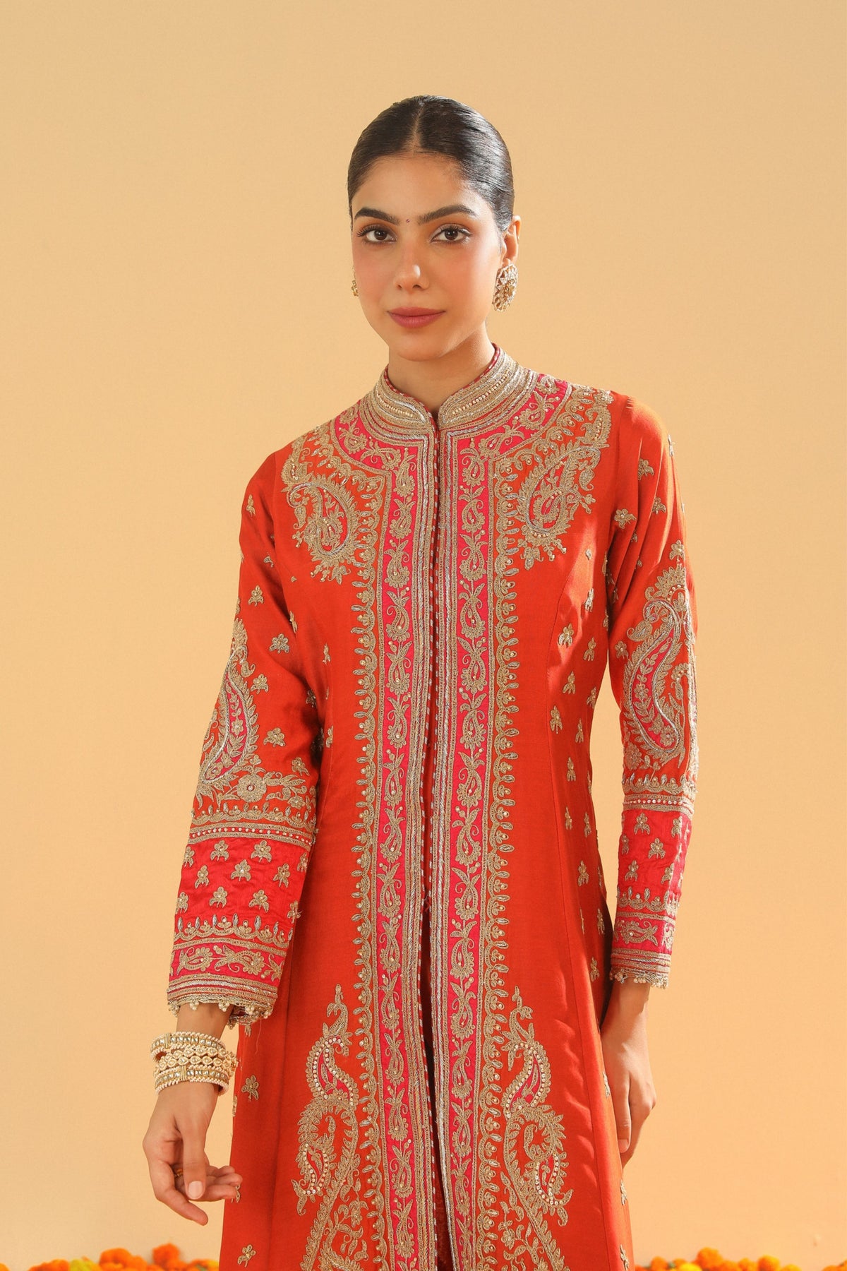 Burnt Orange A-line Jacket Set