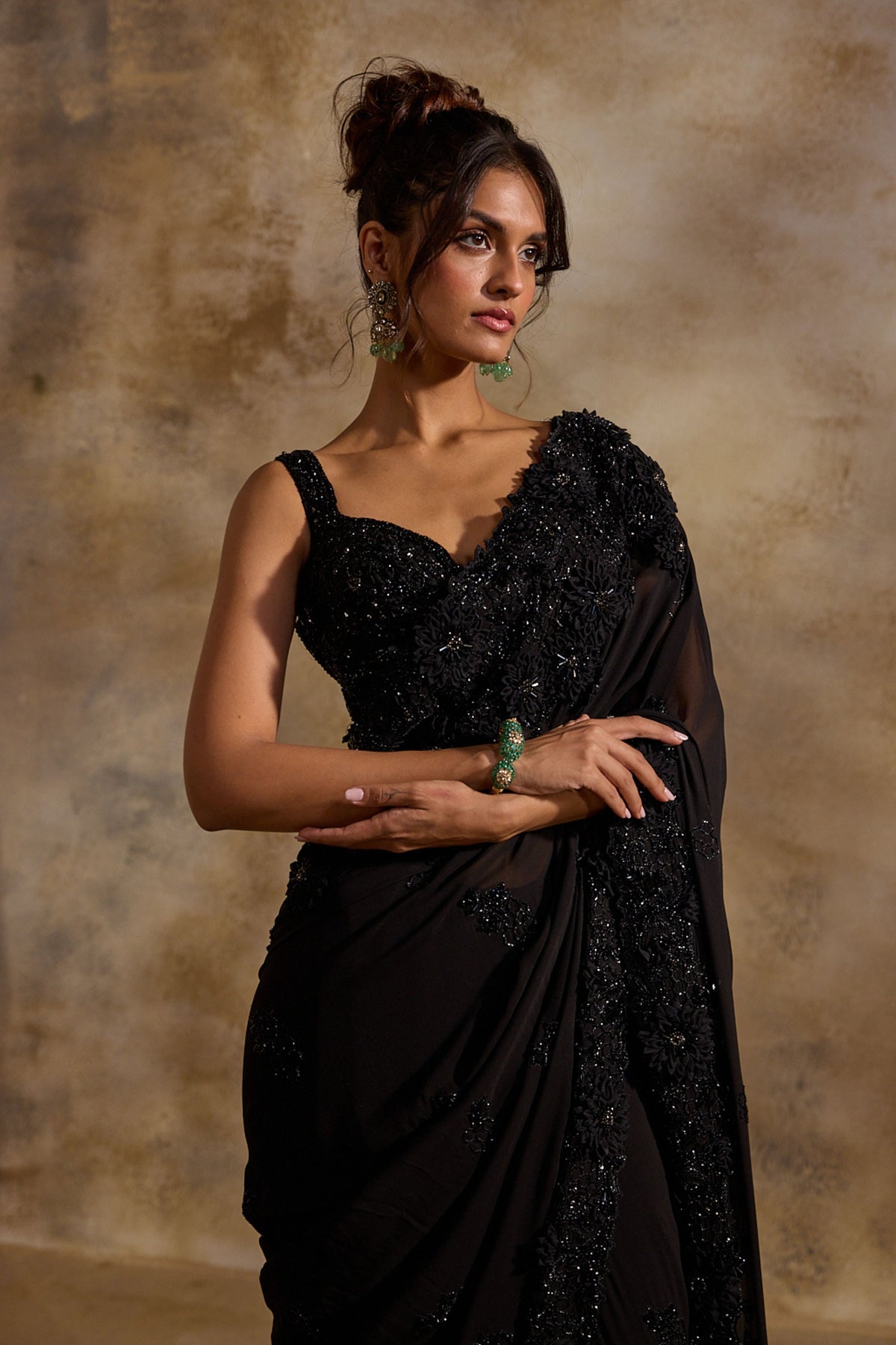 Black Sequins Saree