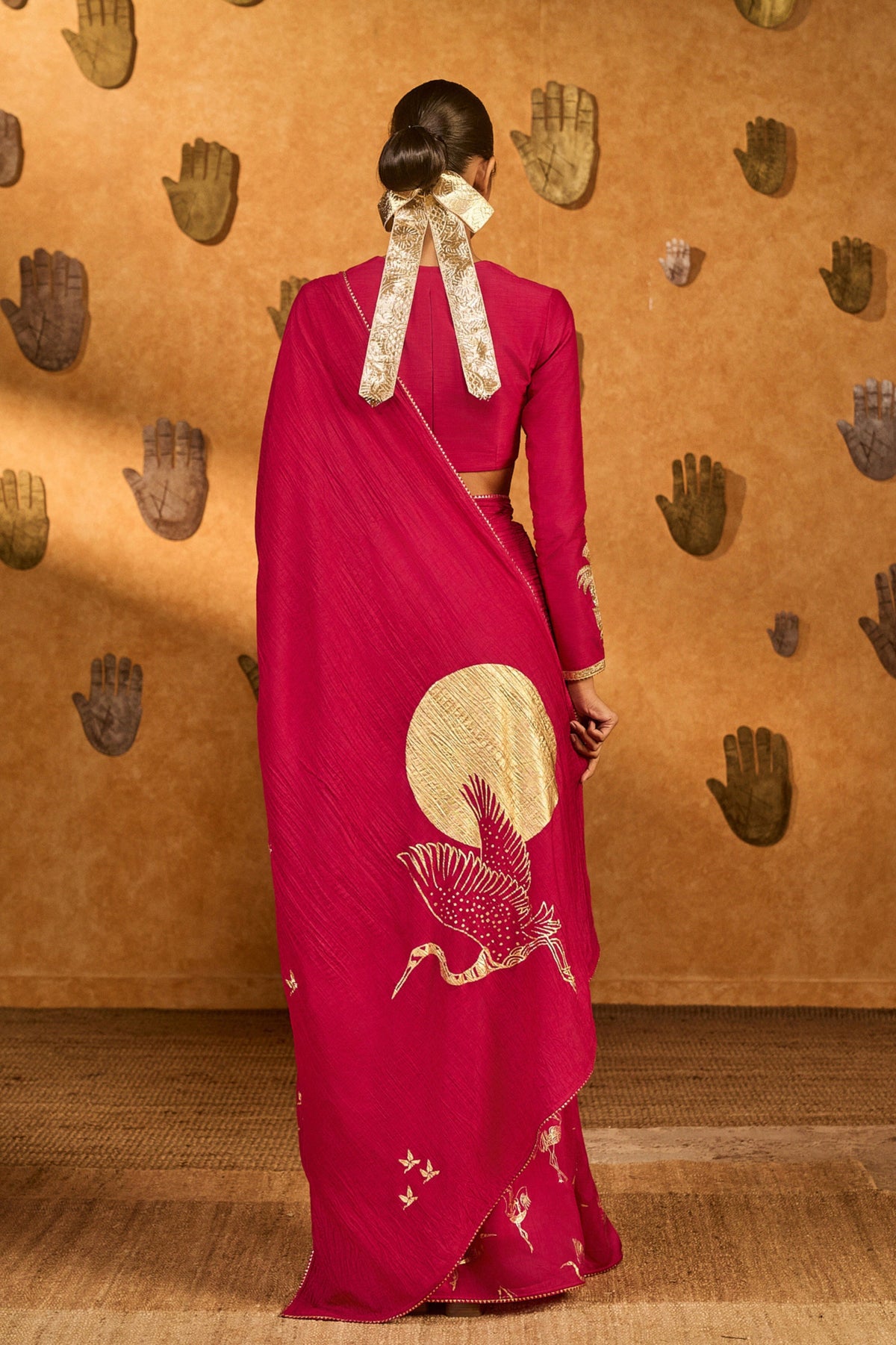 Pink Crane Dawn Saree