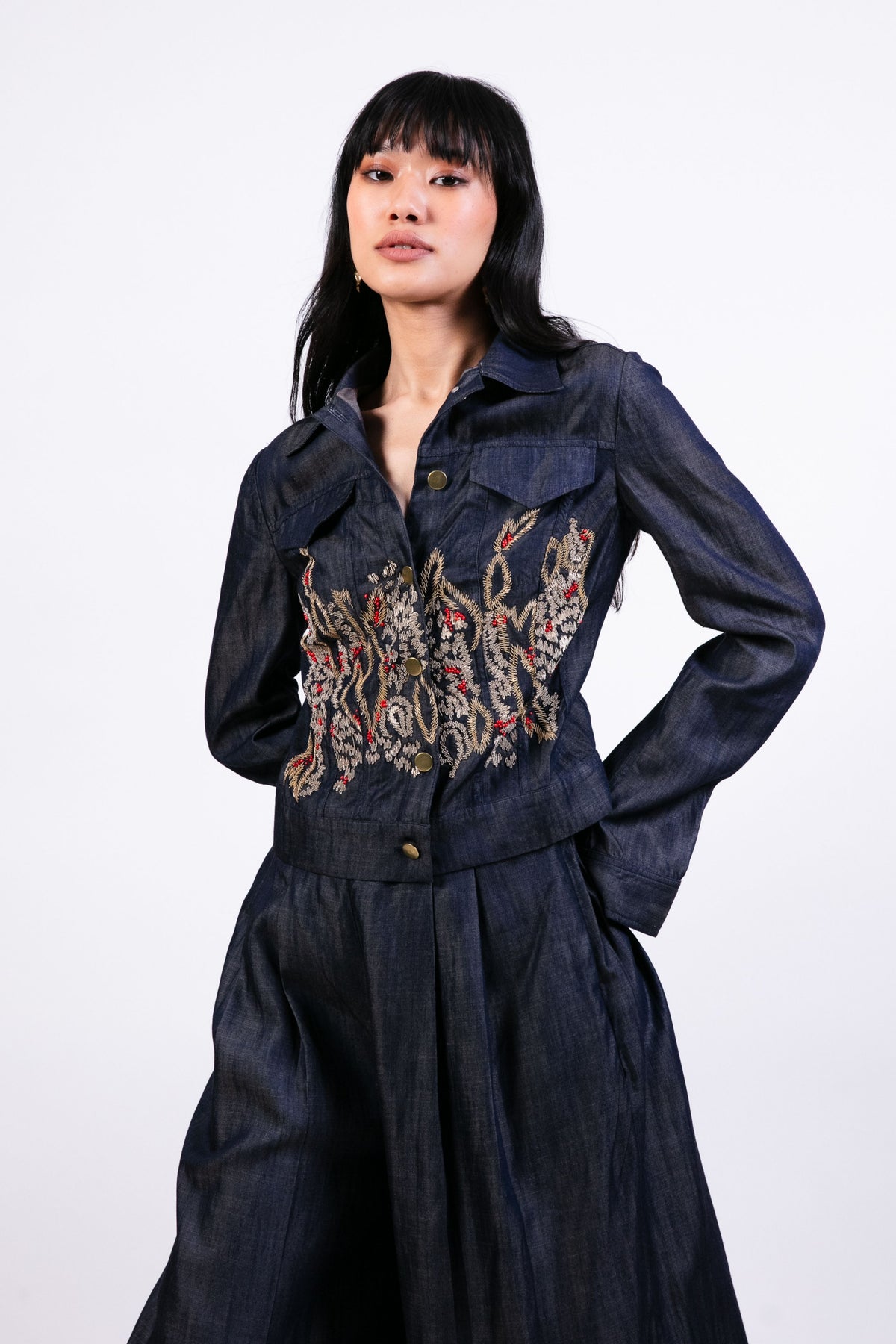 Embroidered Jacket With Flared Pants