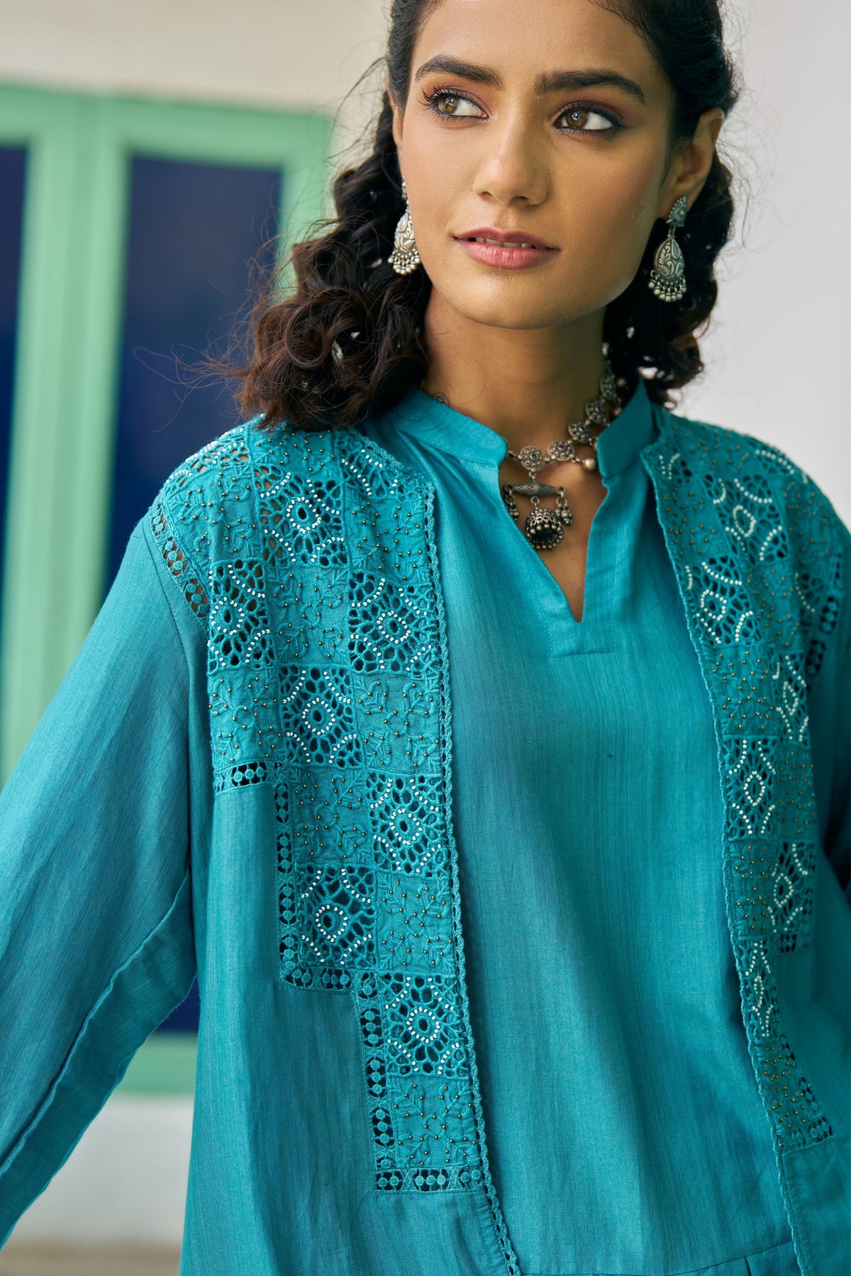 Teal Hand Work Jacket Set
