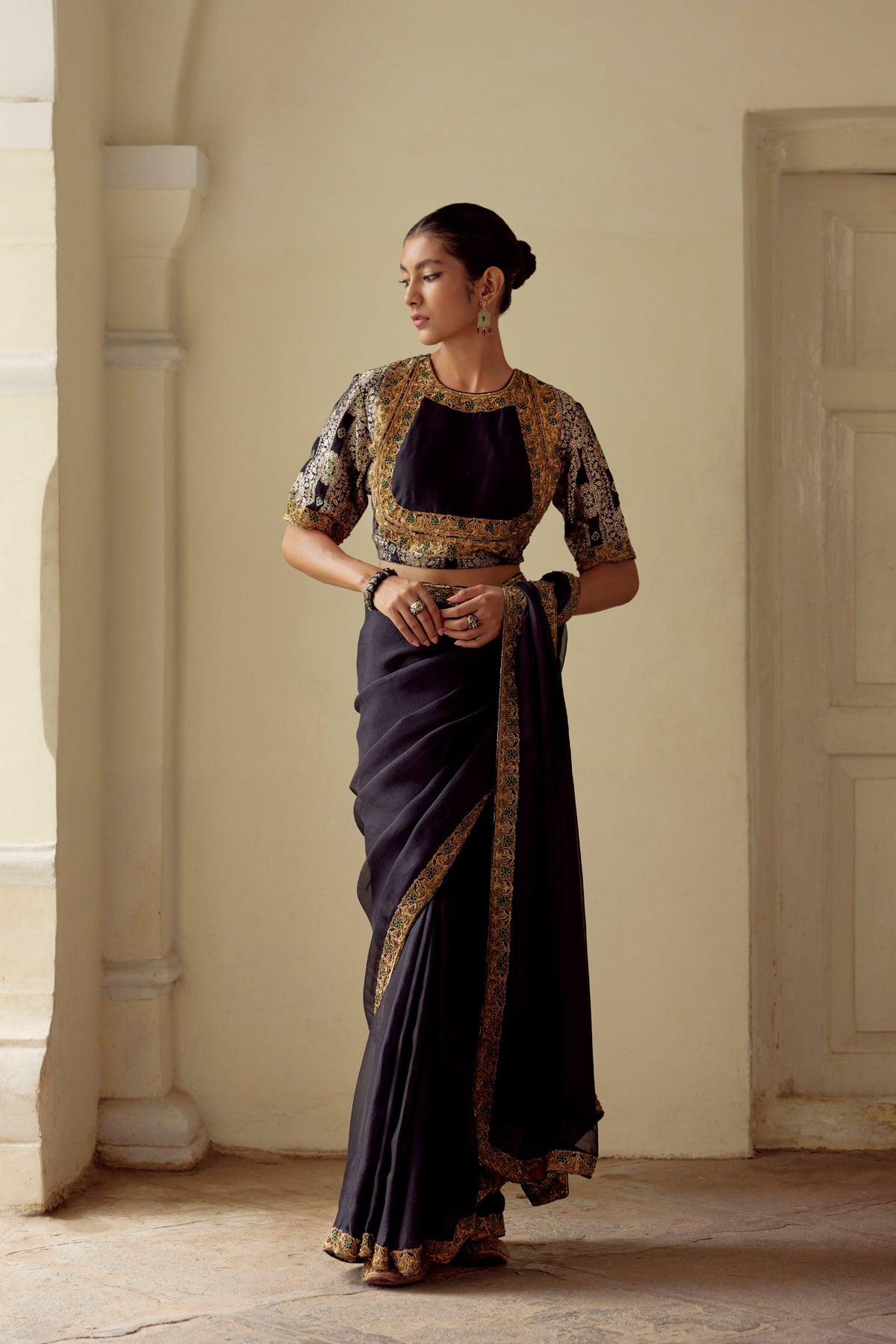 Tanwika Organza Black Saree and Blouse
