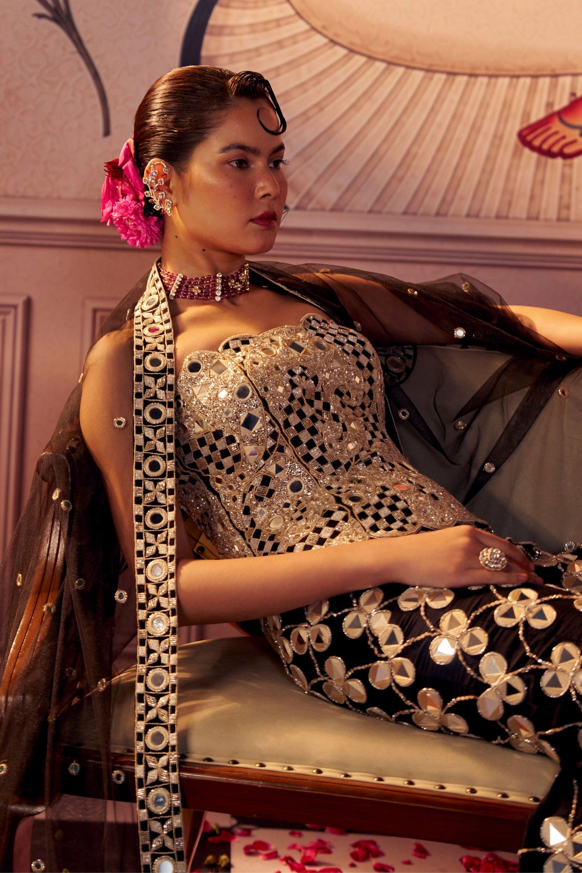 Black Gold Sharara Set