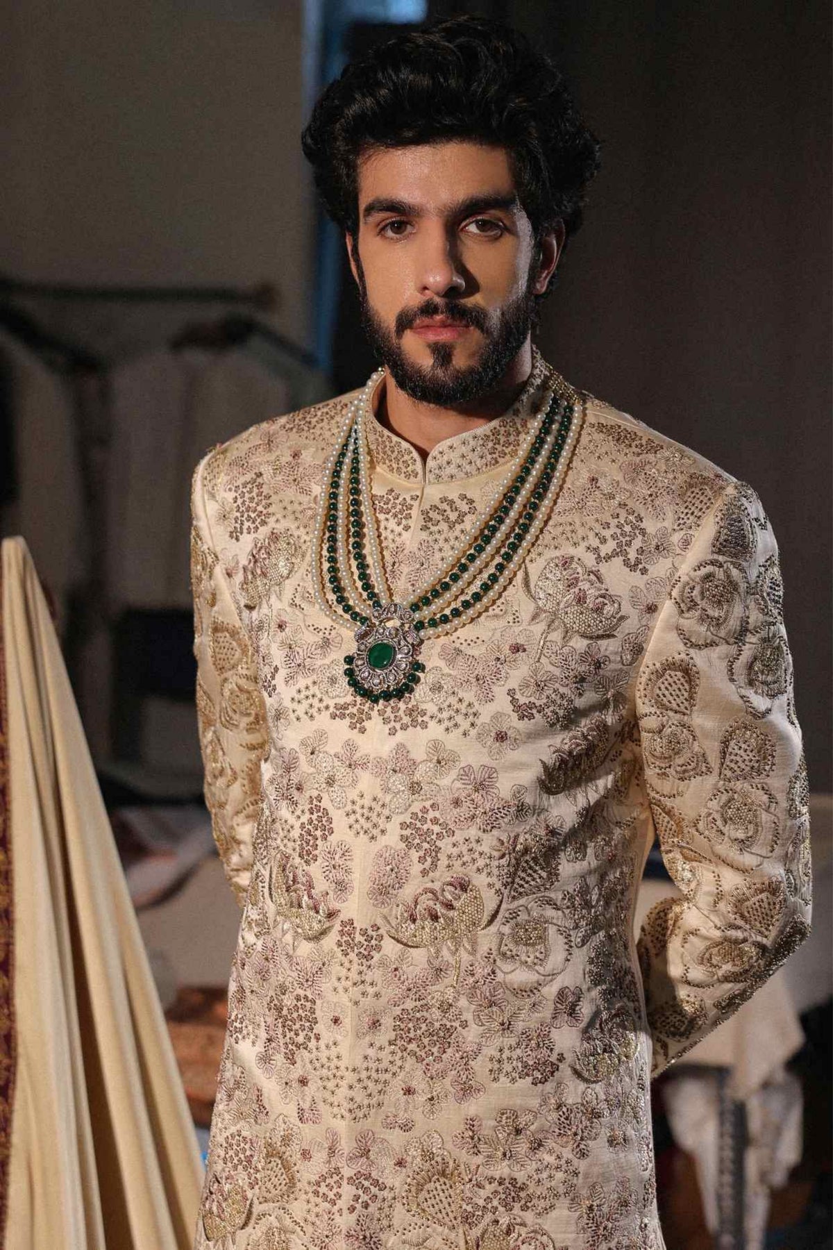 Gold Lace Sherwani Set