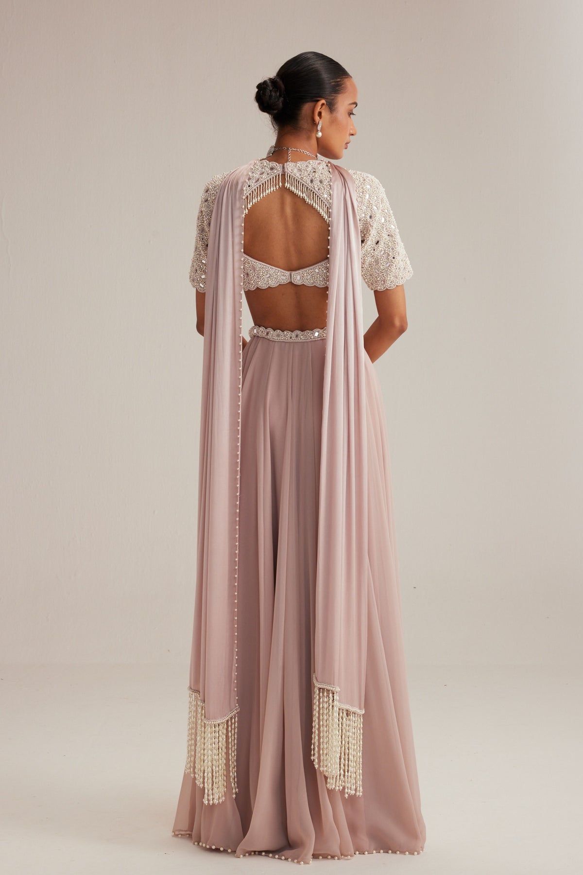 Ash Pink Pearl Skirt Set