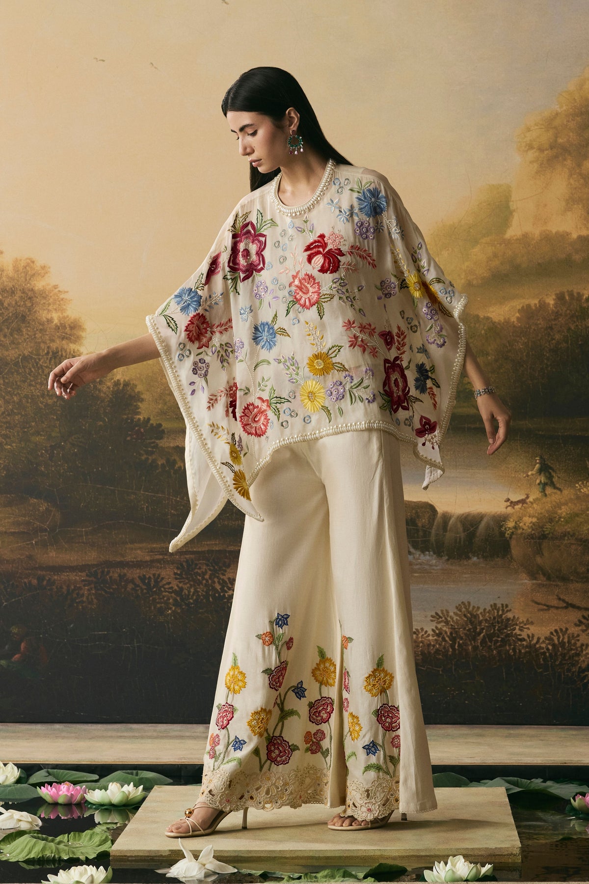 Ivory Floral Bloom Kaftan
