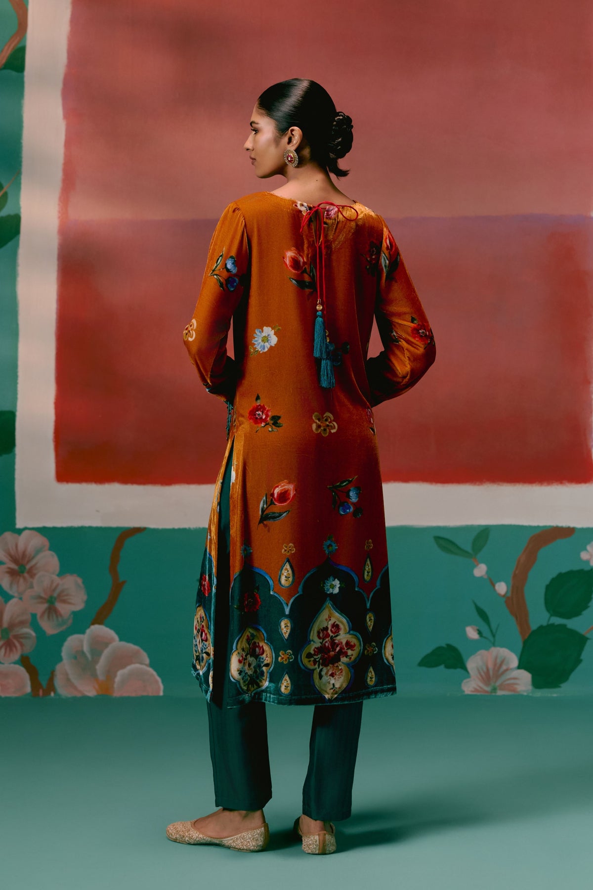 Mustard Teal Kurta Set