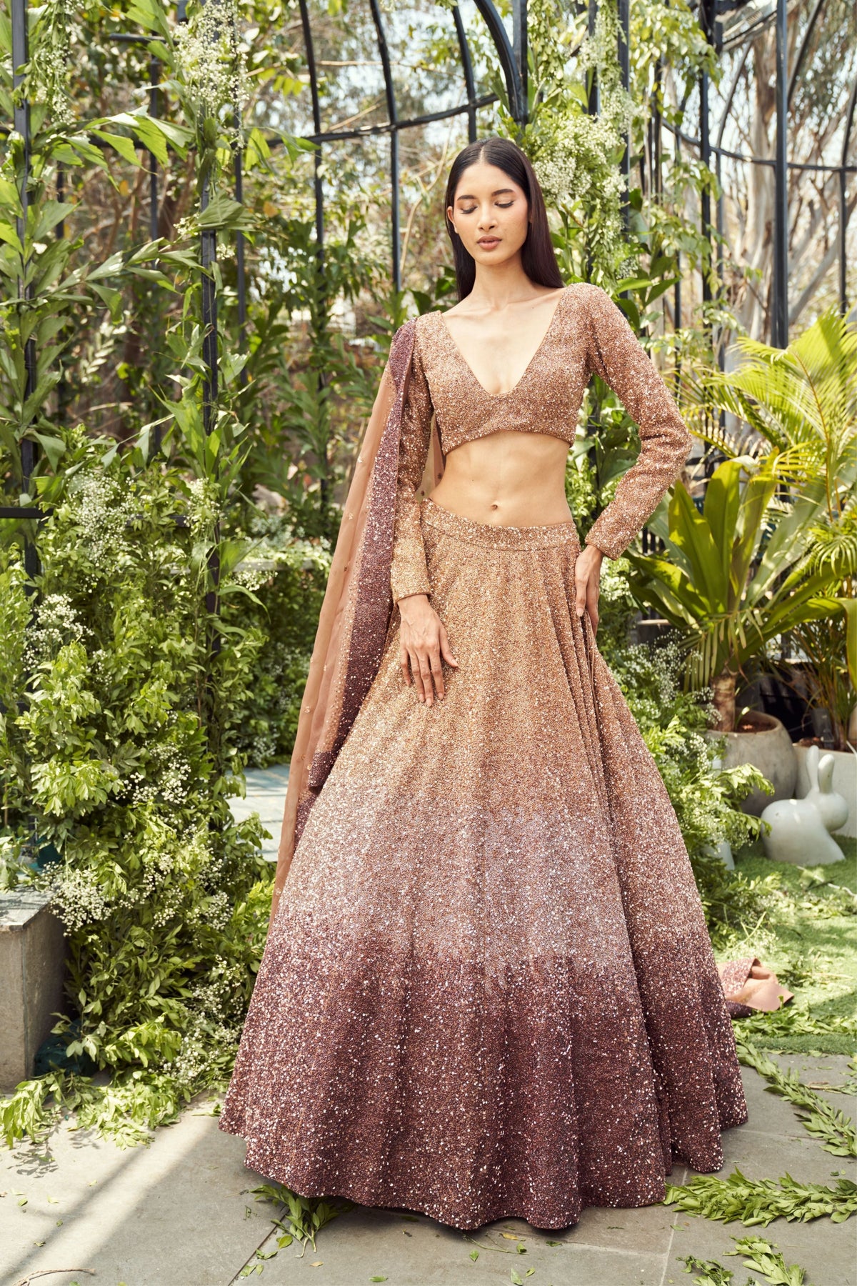 Ombre Sequins Lehenga