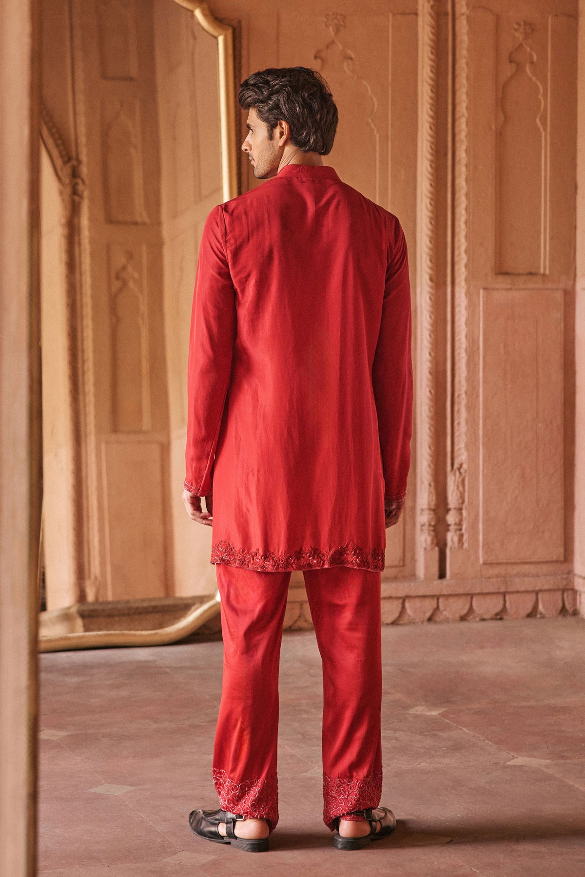 Red Resham Kurta Set
