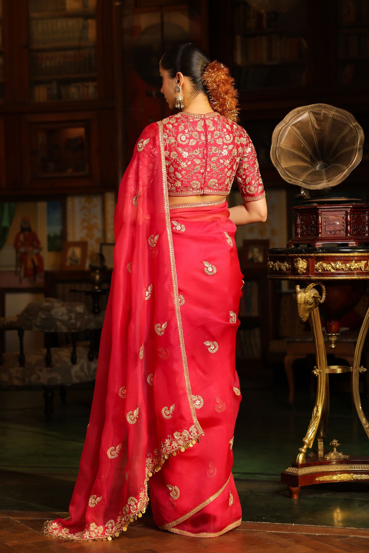 Ahista Dark Pink Saree Set