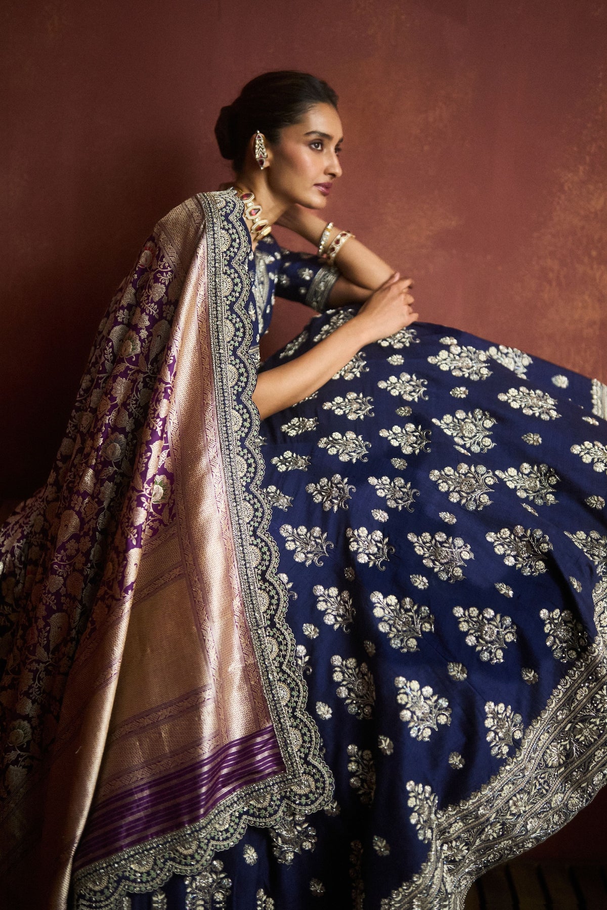 Purple Embroidered Lehenga Set