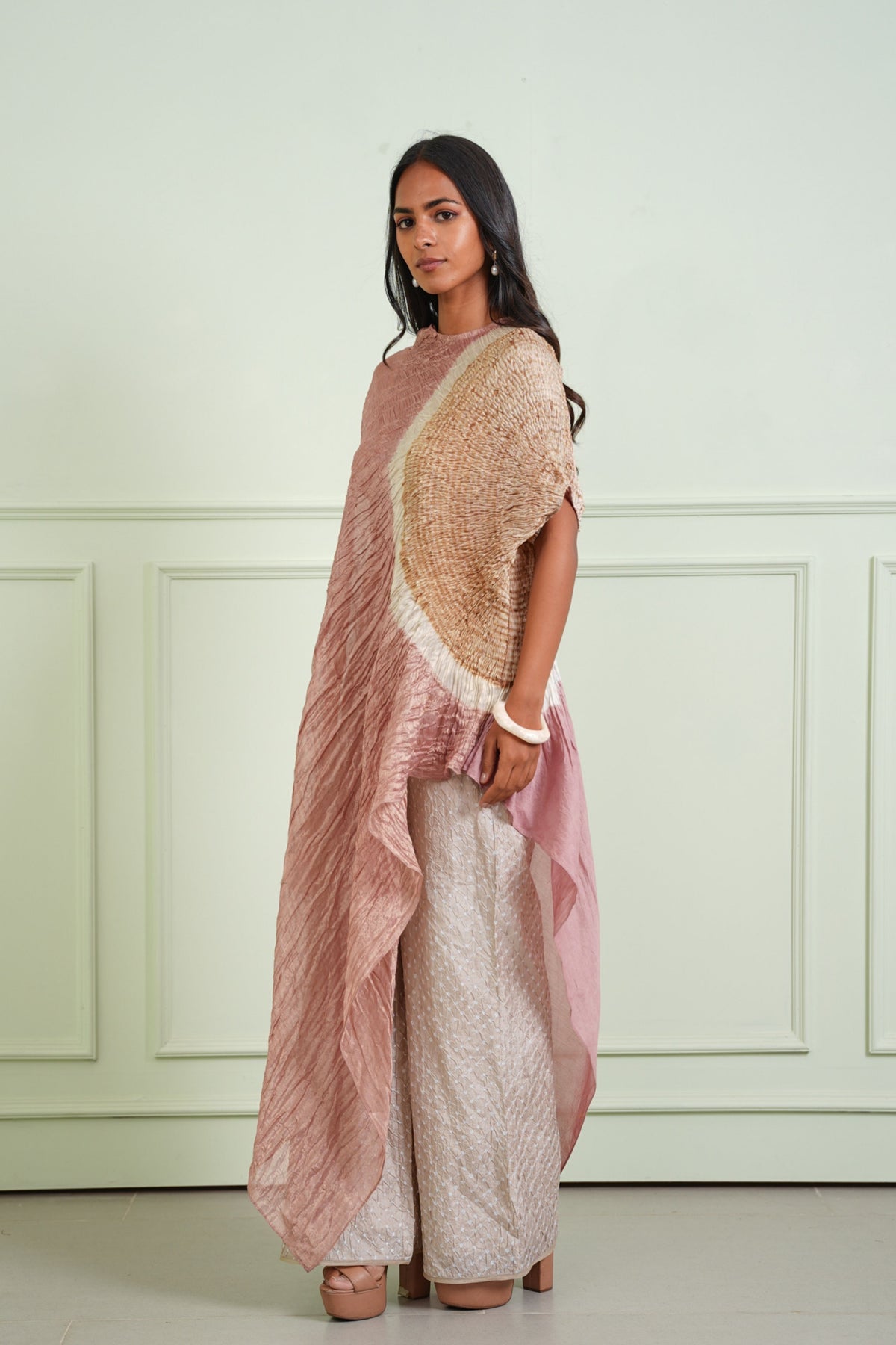 Shibori Tissue Asym Kaftan
