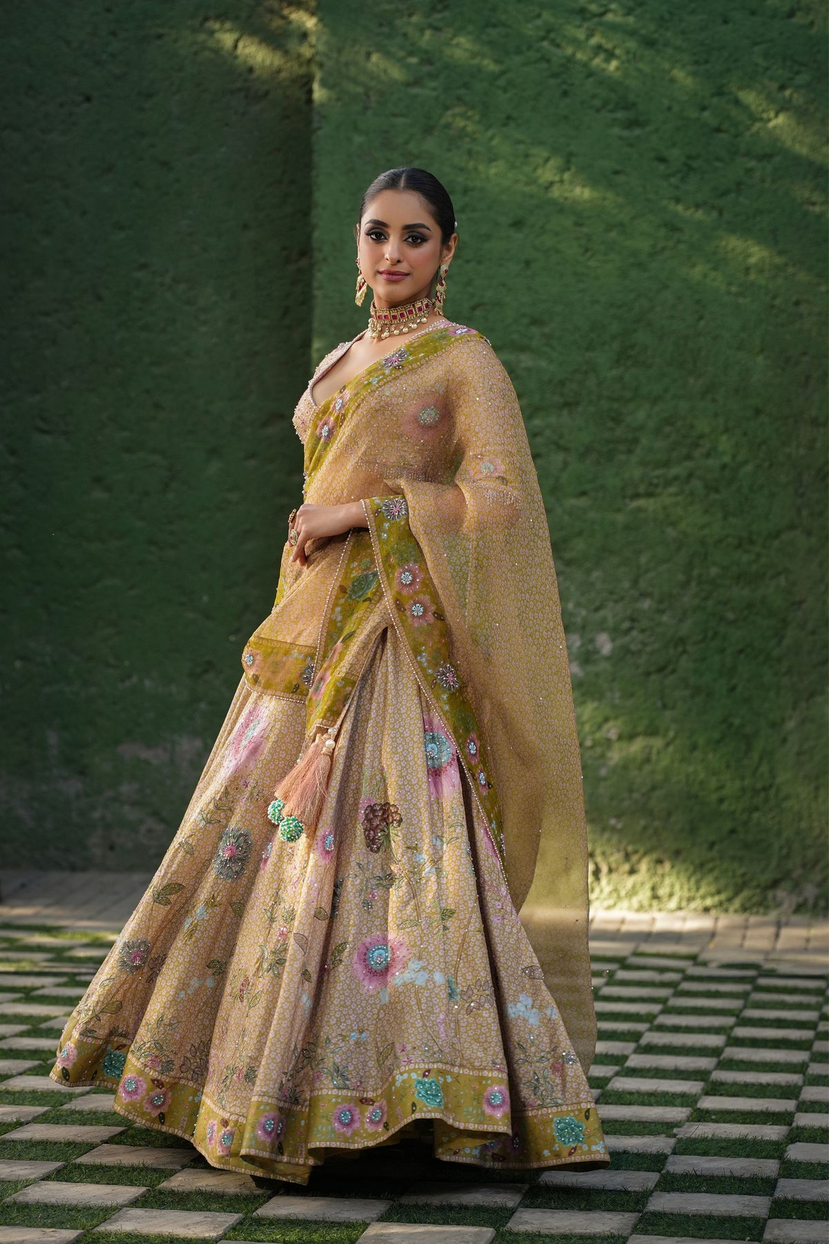 Mughal Lehenga Set in Yellow