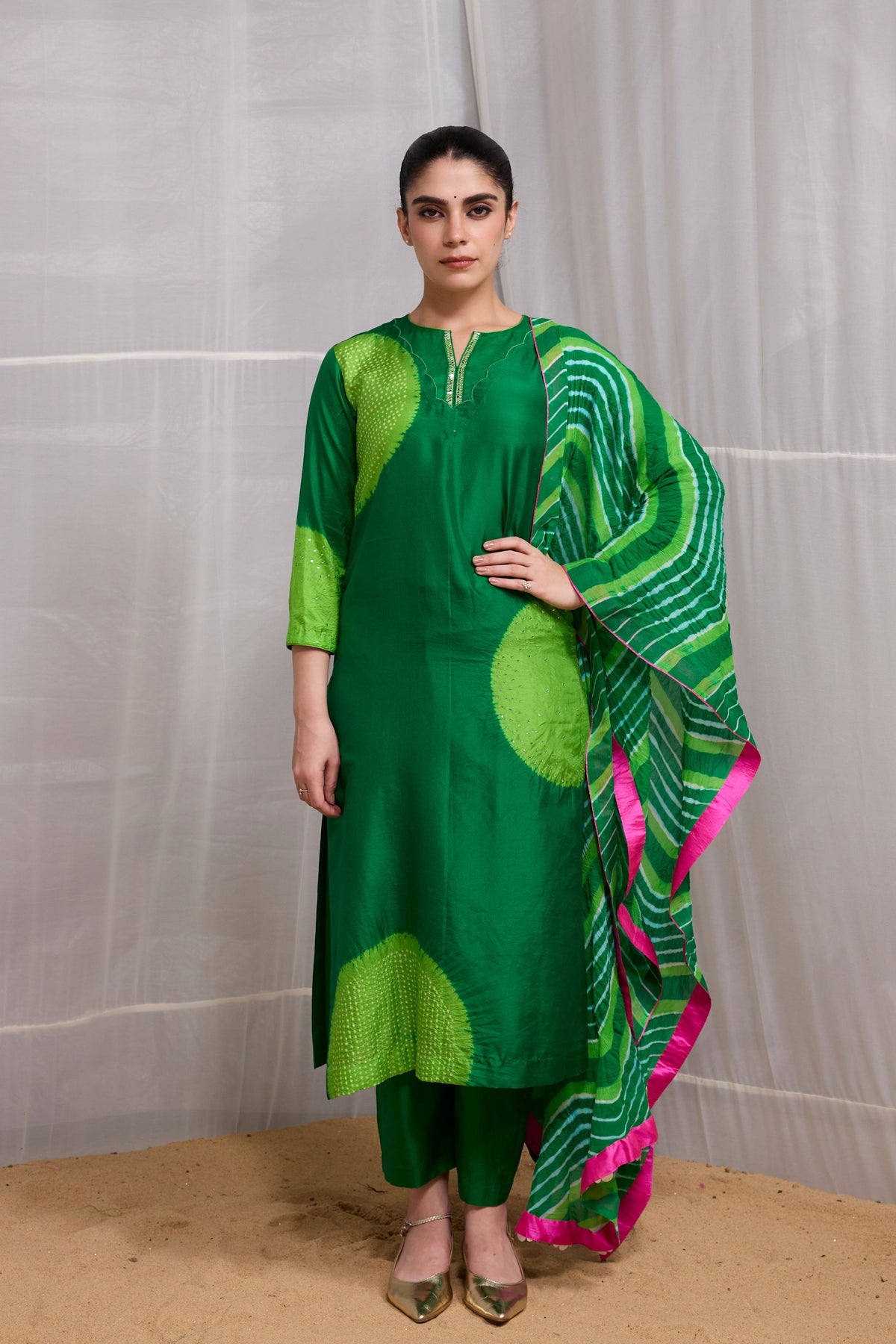 Green Saanjh Suit