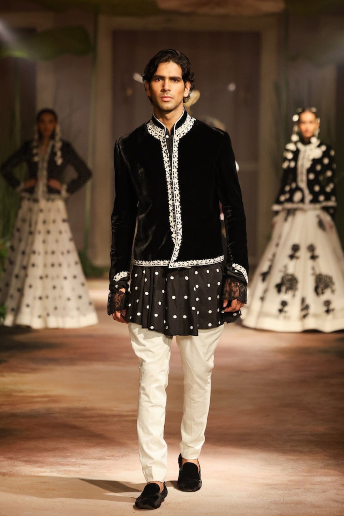 Black Mens Short Jacket Set