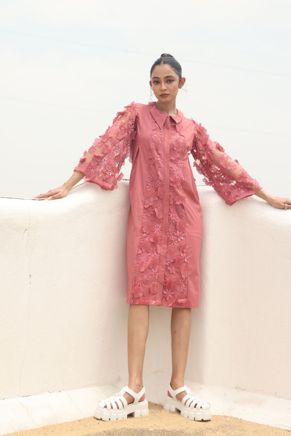Mauvewood Button Down Swish Dress