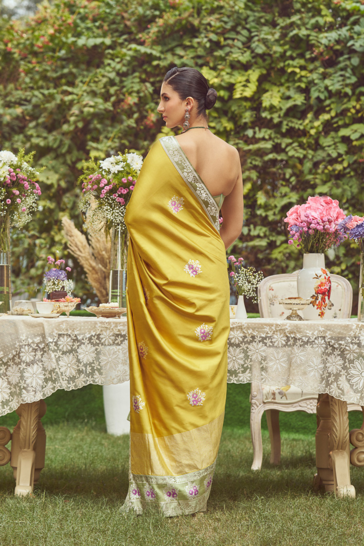 Yellow Meenakari Zari Handloom Sari
