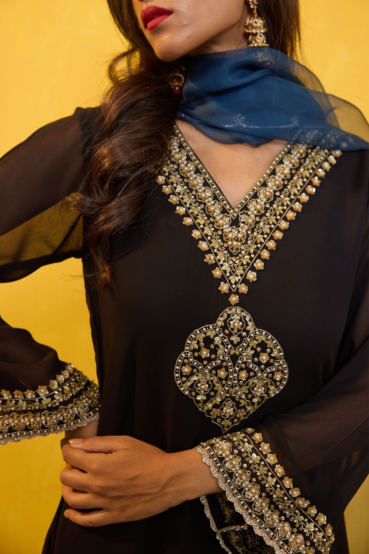 Black Straight Kurta Set