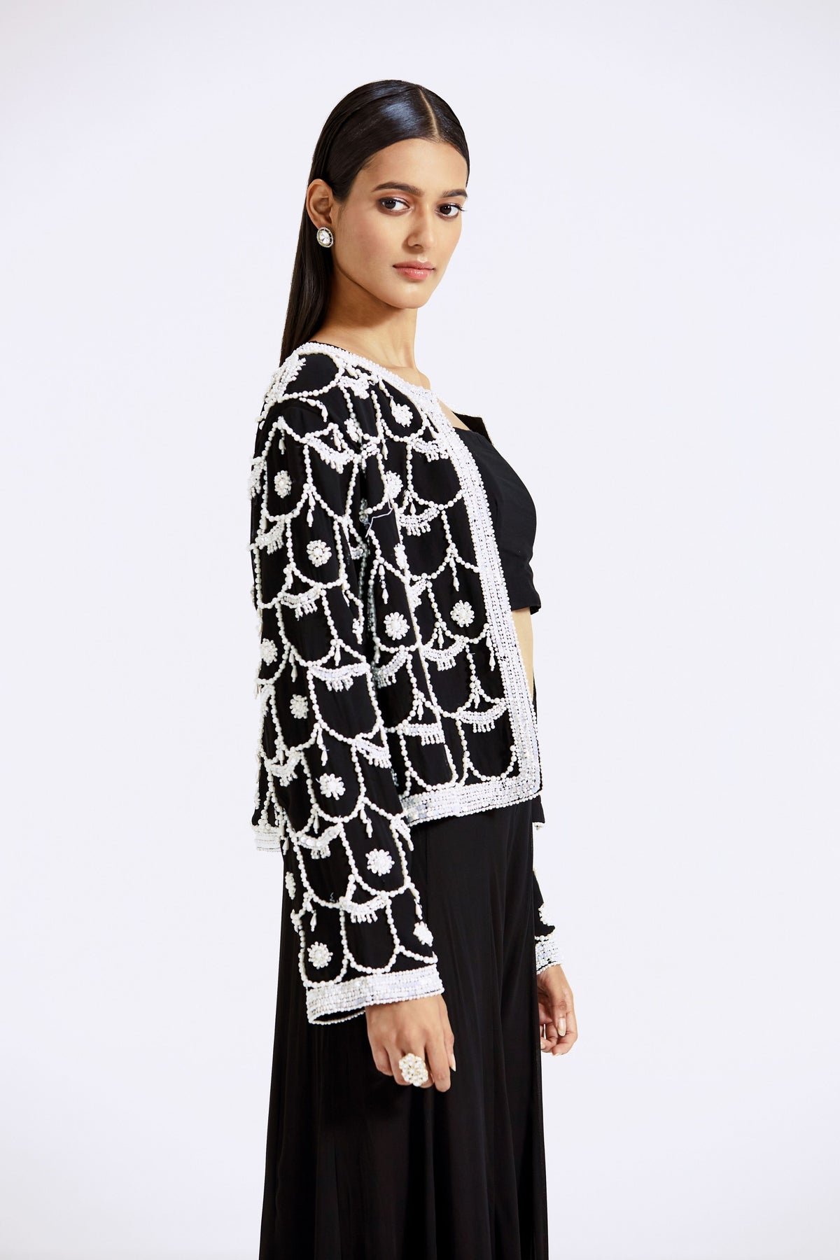 Black Jacket &amp; Sharara Set