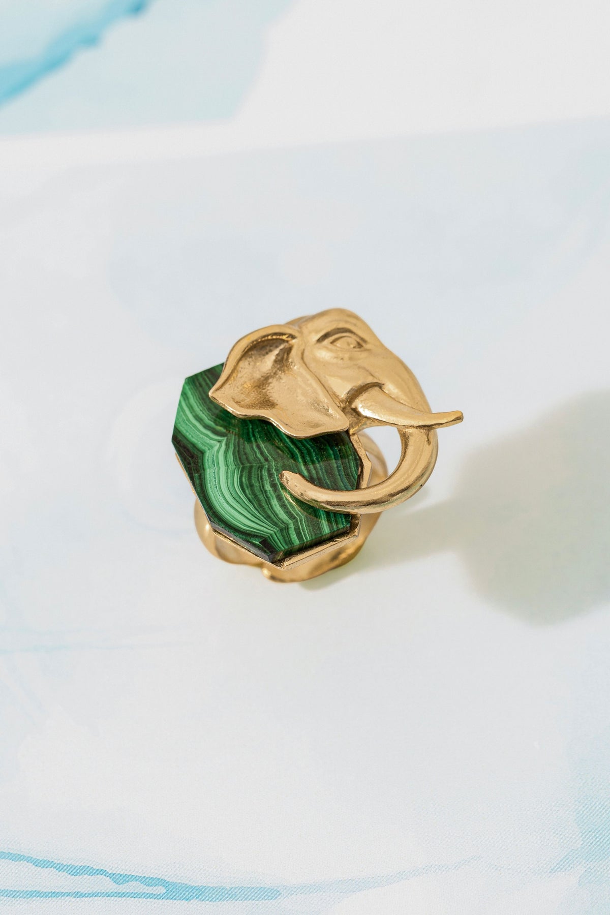 Ele Malachite Ring Gold